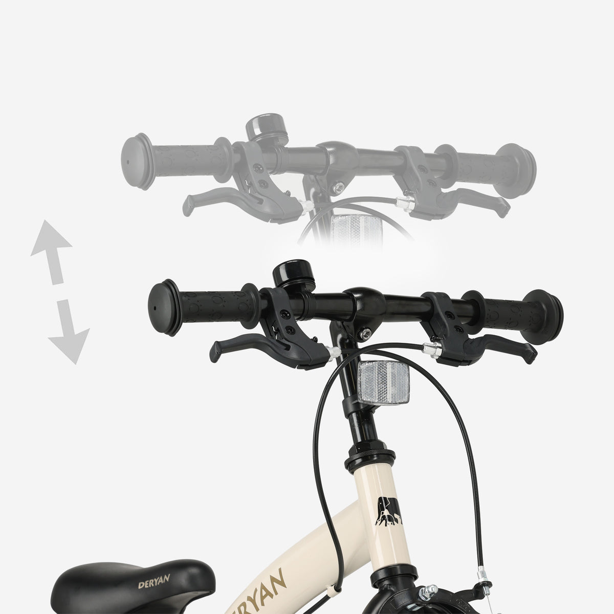 Deryan Luxe Kinderfiets 14 inch - 3 in 1 - loopfiets Sand