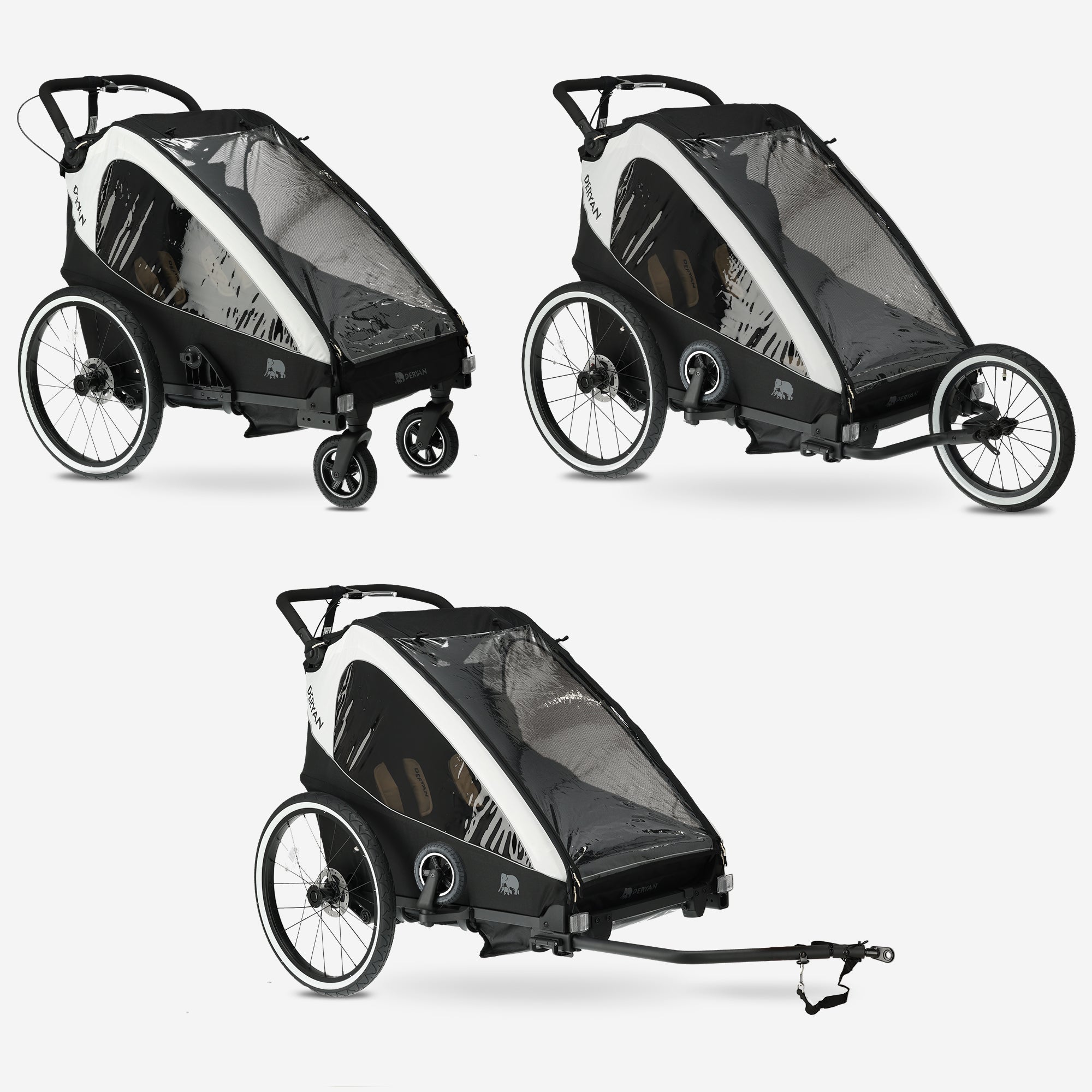 Luxe Fietskar V2 - Wandelwagen - Hardloopkinderwagen Cream