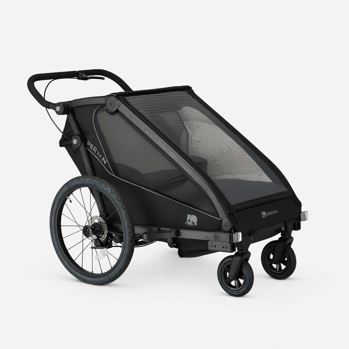 Luxe Fietskar V3 - 3-in-1 - Wandelwagen - Hardloopkinderwagen Zwart