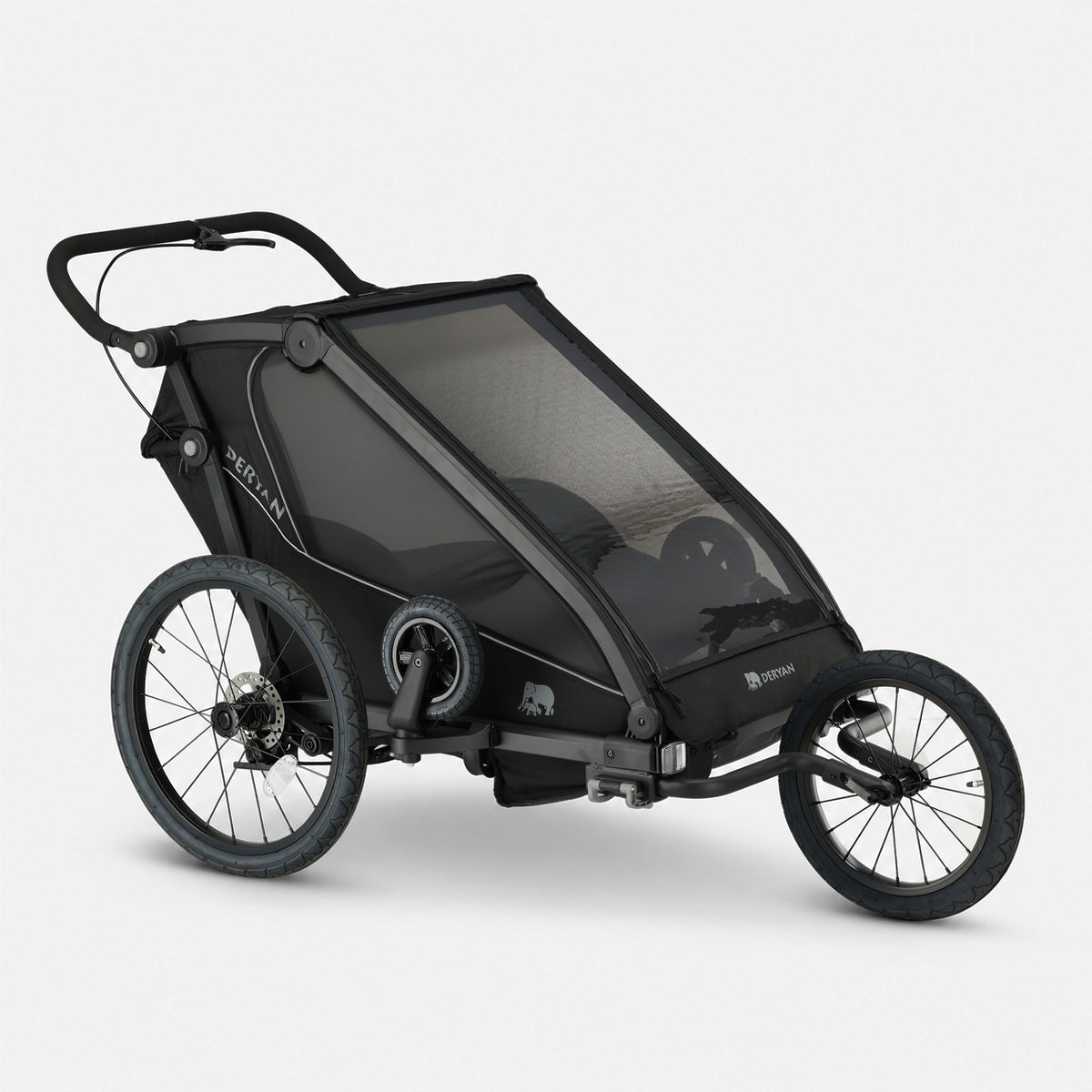 Luxe Fietskar V3 - 3-in-1 - Wandelwagen - Hardloopkinderwagen Zwart