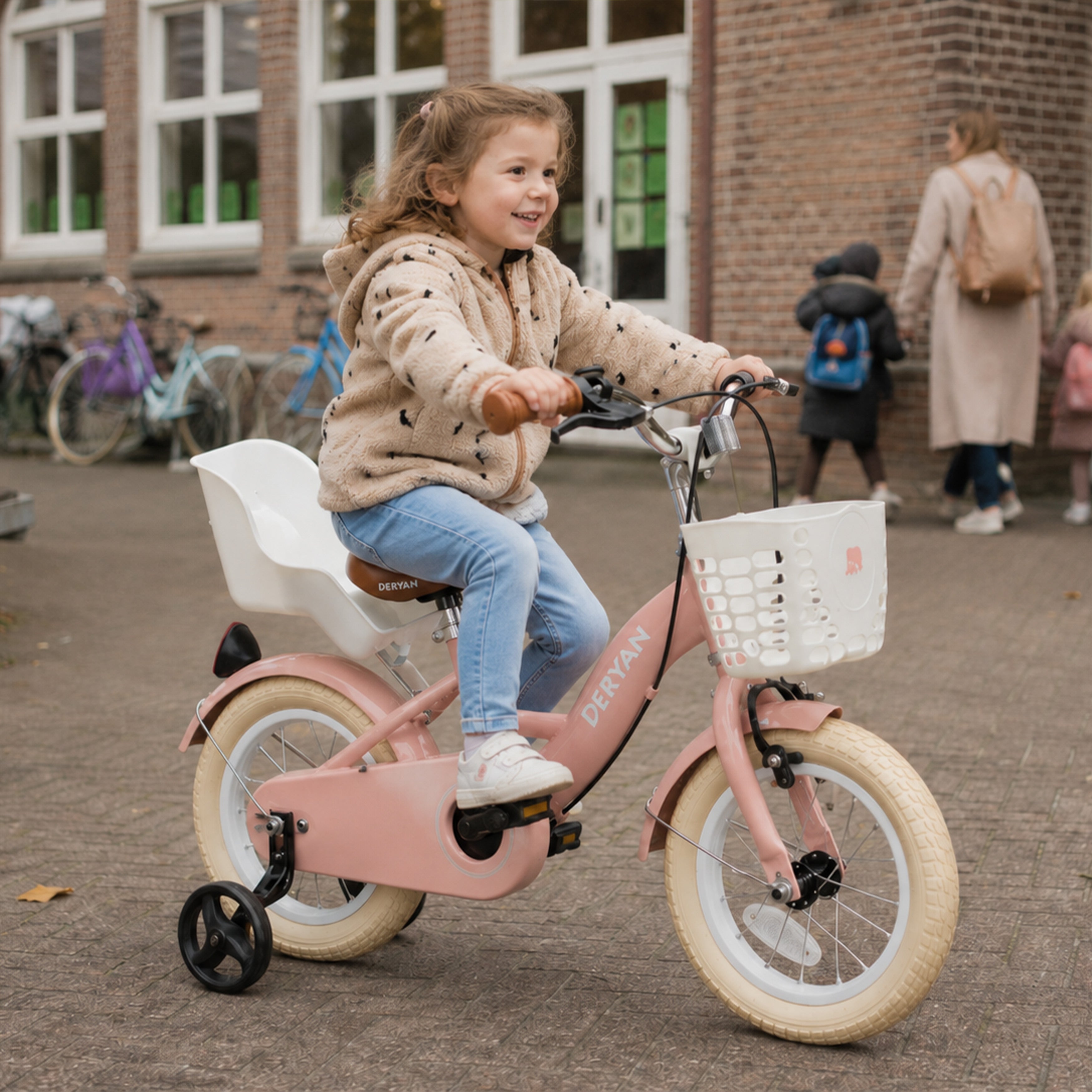 Zoey kinderfiets met mandje 12 inch - Roze