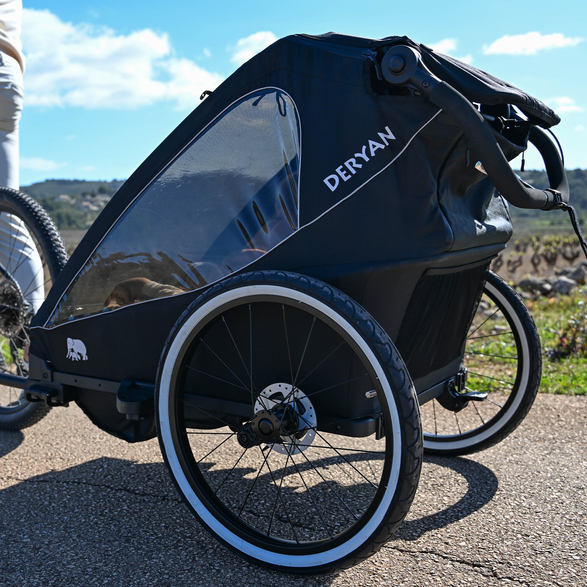 Luxe Fietskar V2 - Wandelwagen - Hardloopkinderwagen Zwart