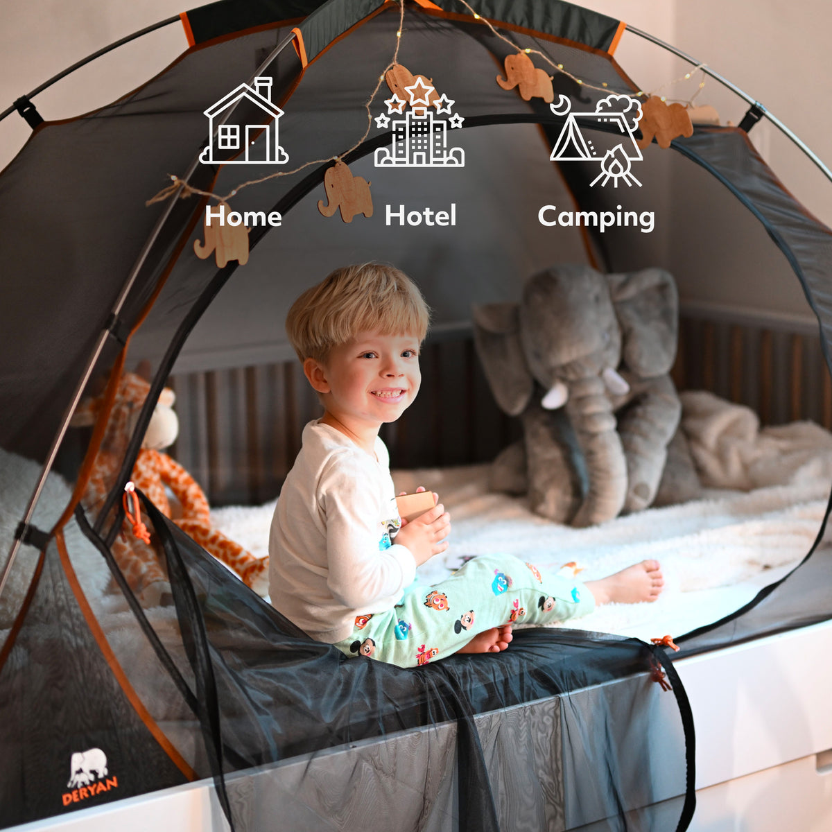 Bedtent Klamboe Zwart - 200x90cm - Hoogste kwaliteit Muggennet