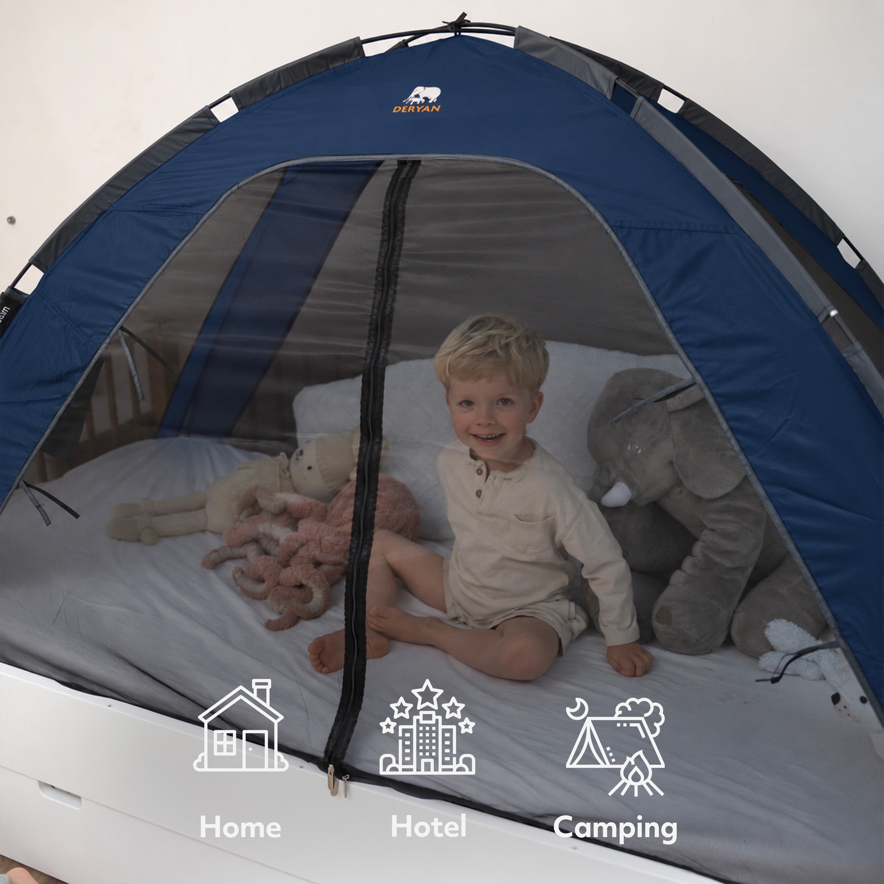 Bedtent Klamboe Navy - 200x90cm - Hoogste kwaliteit Muggennet