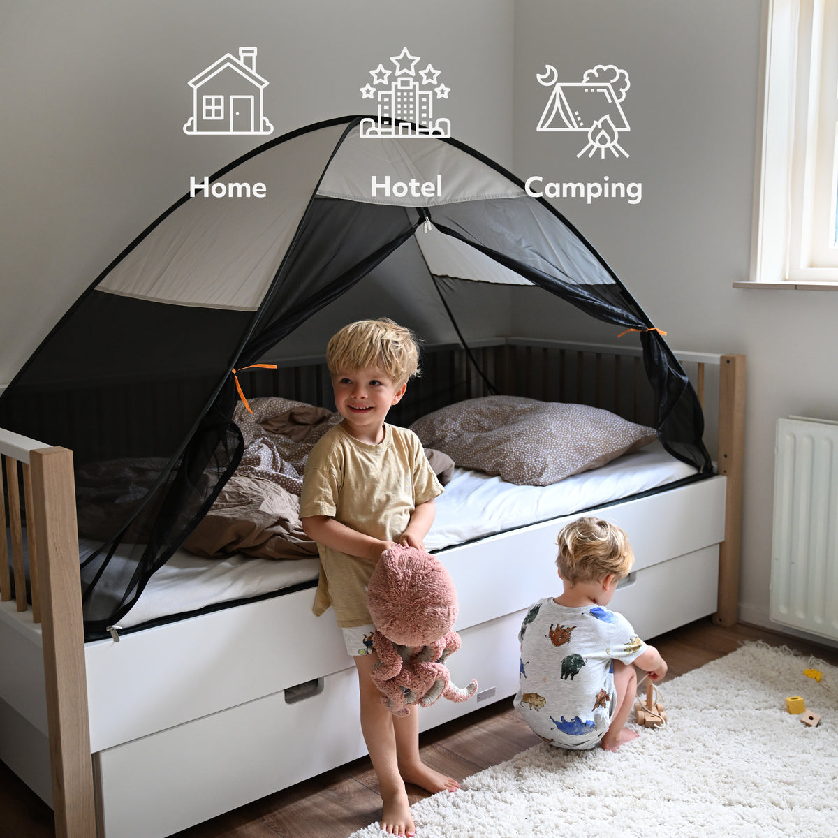Bedtent Pop-Up Cream - 200x90cm - Hoogste kwaliteit Muggennet