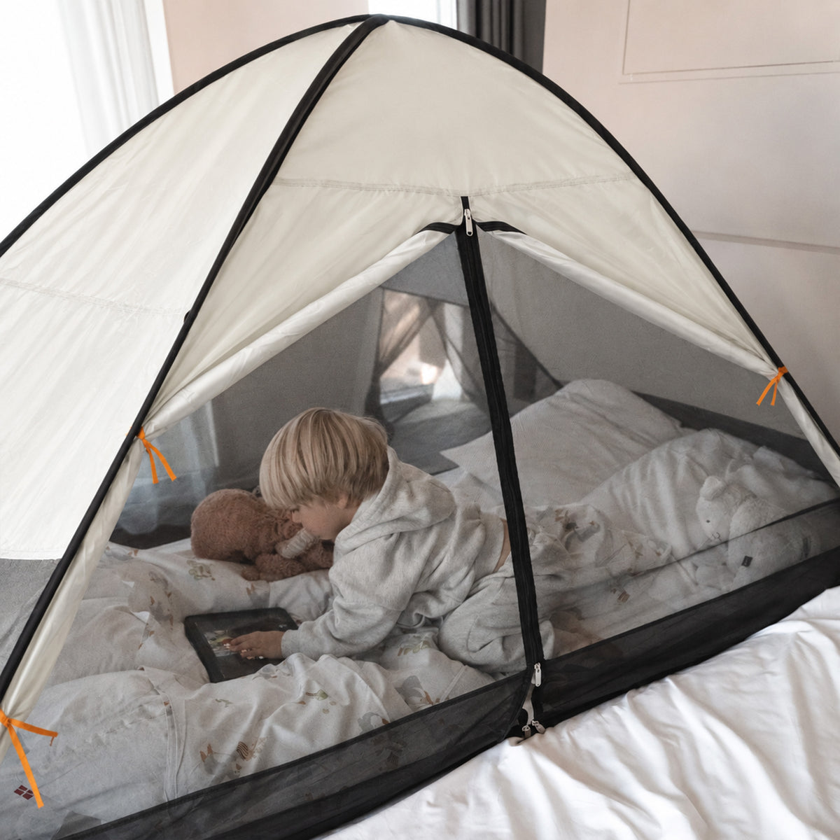 Bedtent Pop-Up Ivory - 200x90cm - Hoogste kwaliteit Muggennet