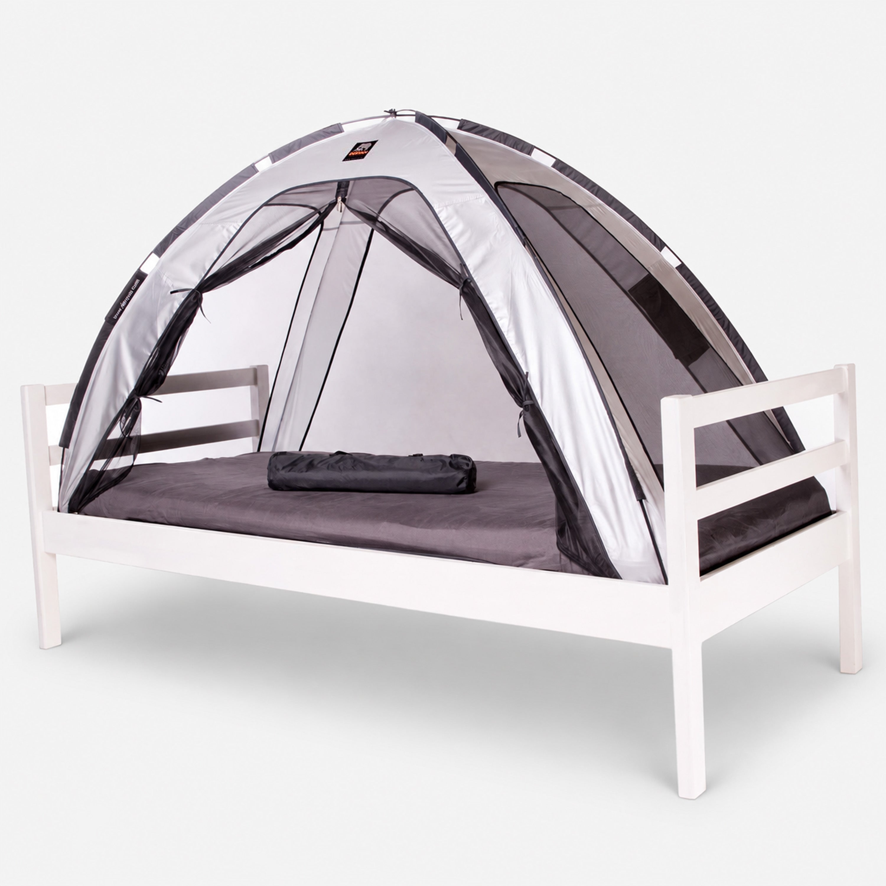 Bedtent Klamboe Zilver - 200x90cm - Hoogste kwaliteit Muggennet