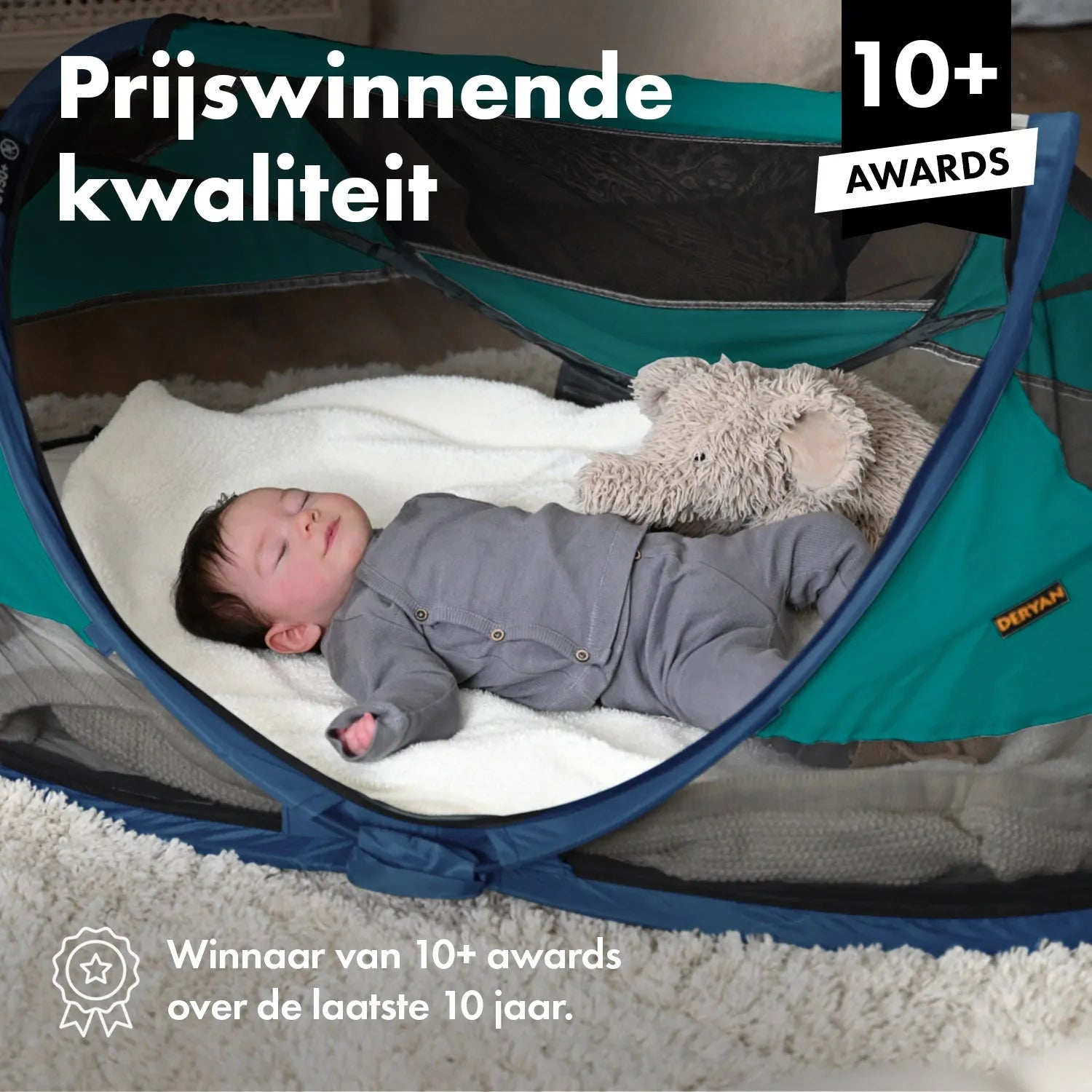 DERYAN Baby Luxe Campingbedje – Inclusief zelfopblaasbare matras - Ocean