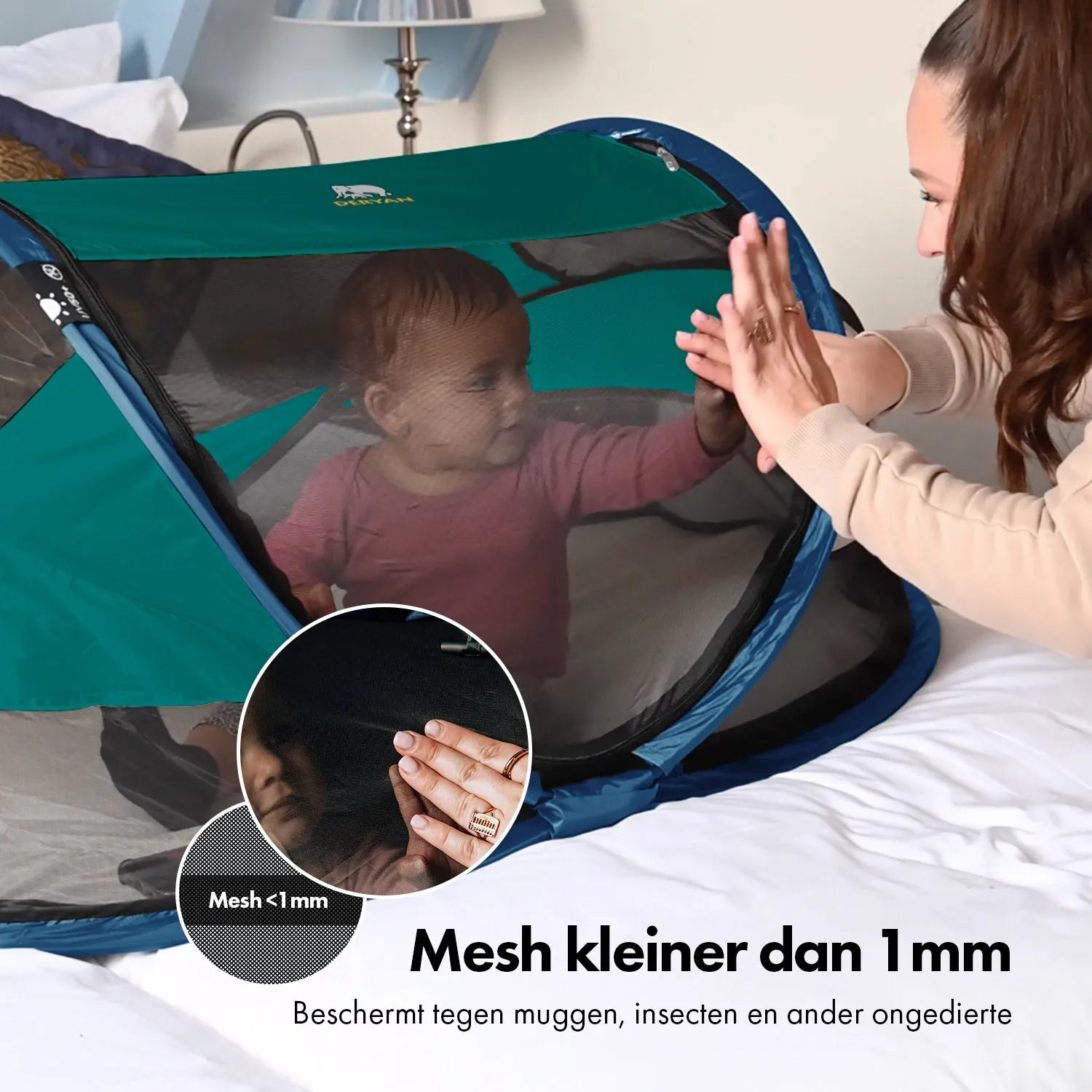 DERYAN Baby Luxe Campingbedje – Inclusief zelfopblaasbare matras - Ocean