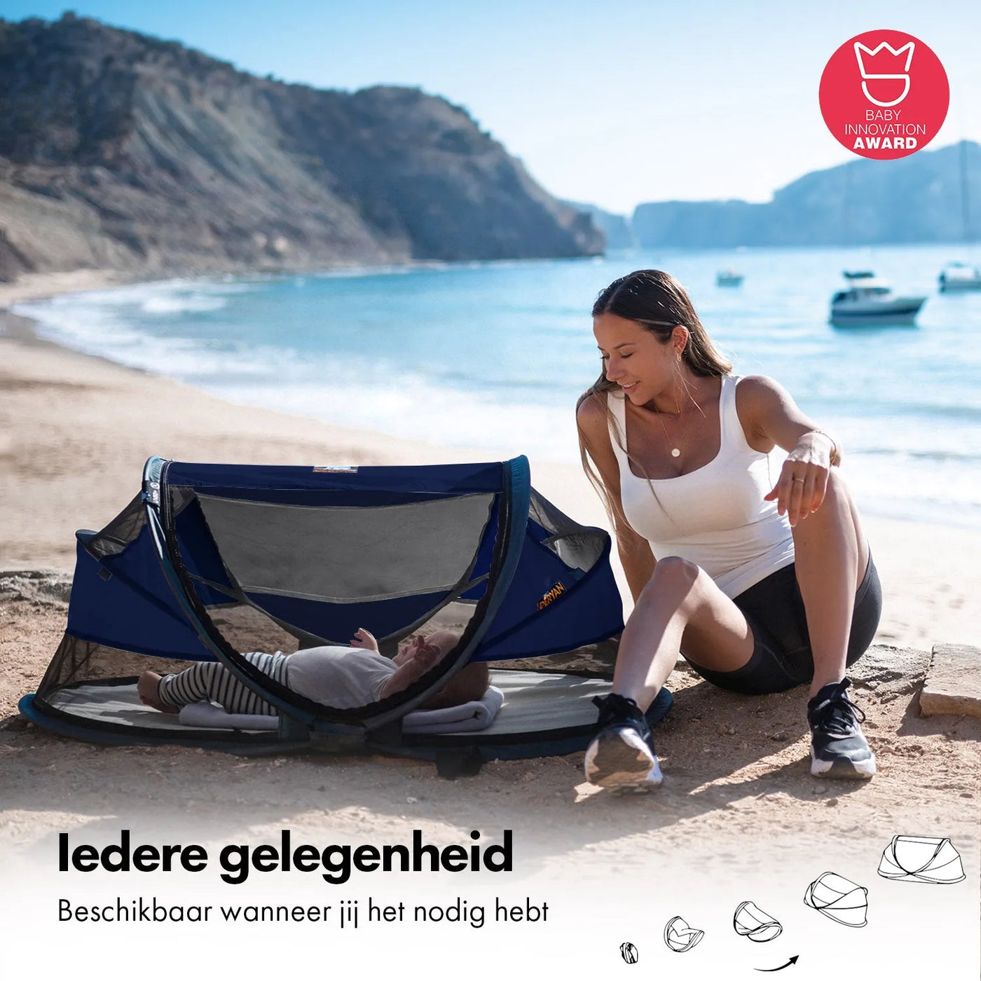 DERYAN Baby Luxe Campingbedje – Inclusief zelfopblaasbare matras - Navy