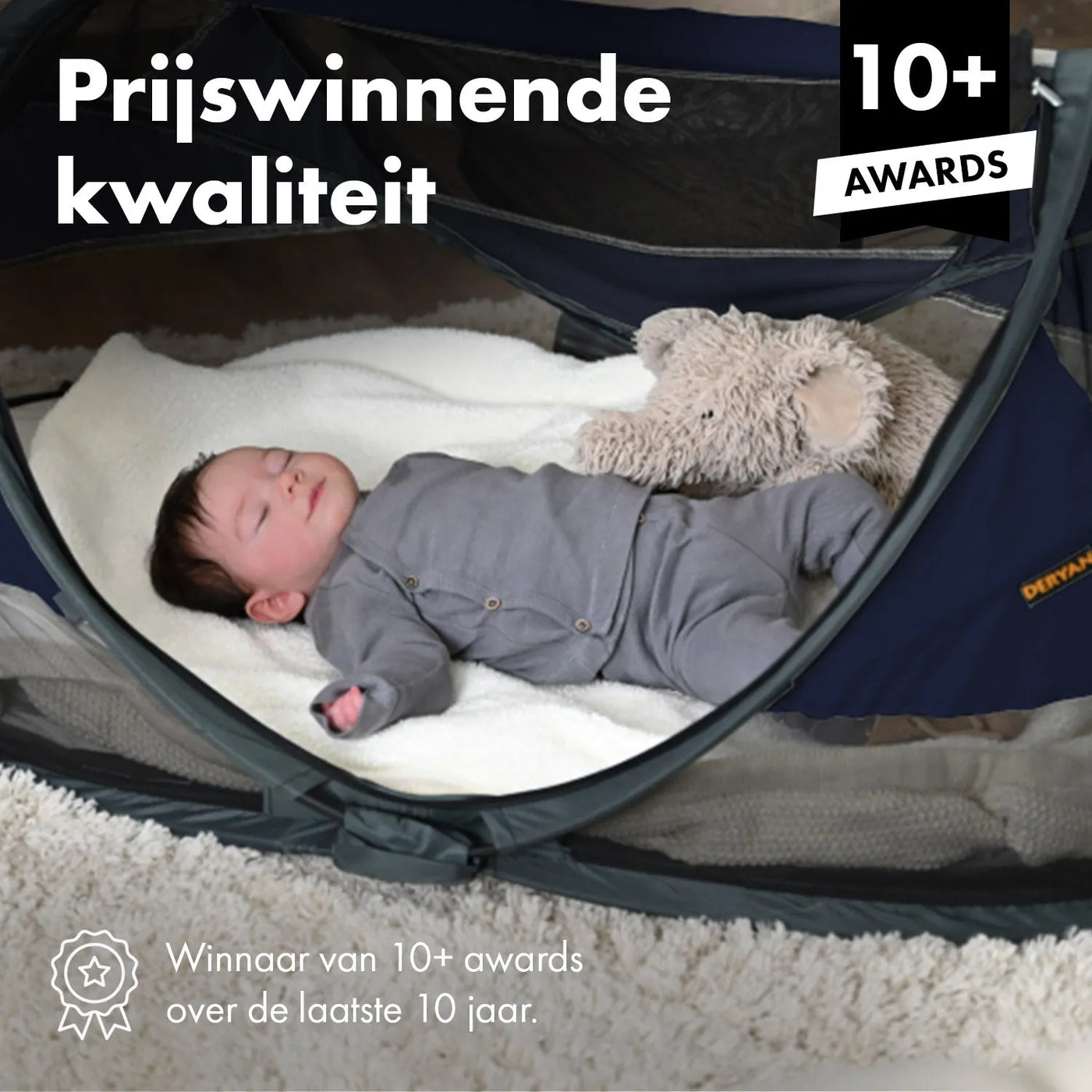 DERYAN Baby Luxe Campingbedje – Inclusief zelfopblaasbare matras - Navy