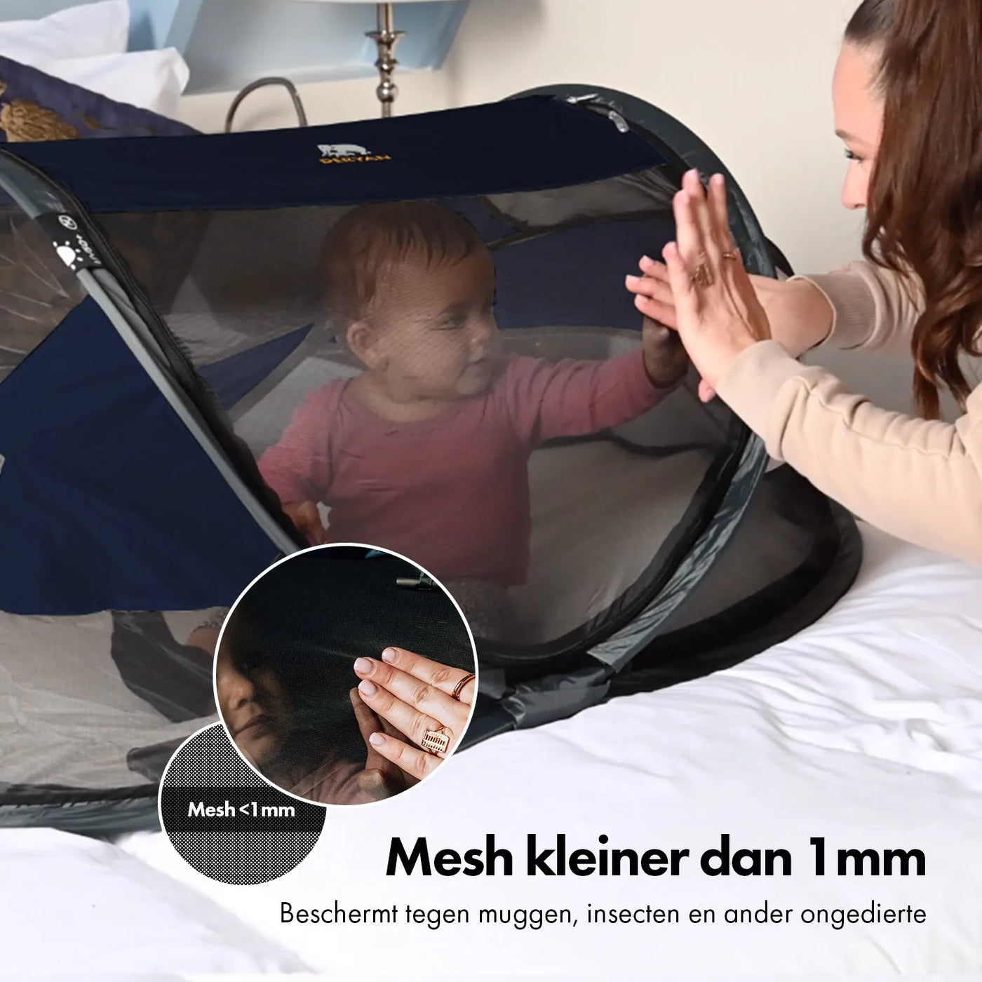 DERYAN Baby Luxe Campingbedje – Inclusief zelfopblaasbare matras - Navy