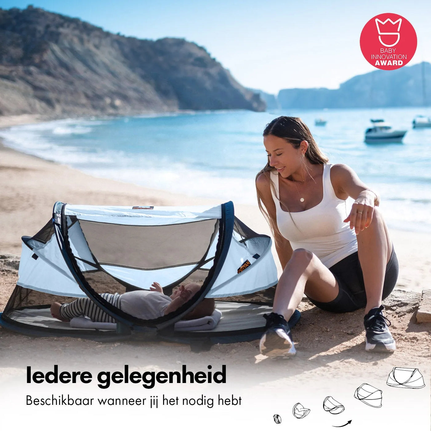 DERYAN Baby Luxe Campingbedje – Inclusief zelfopblaasbare matras - Sky Blue