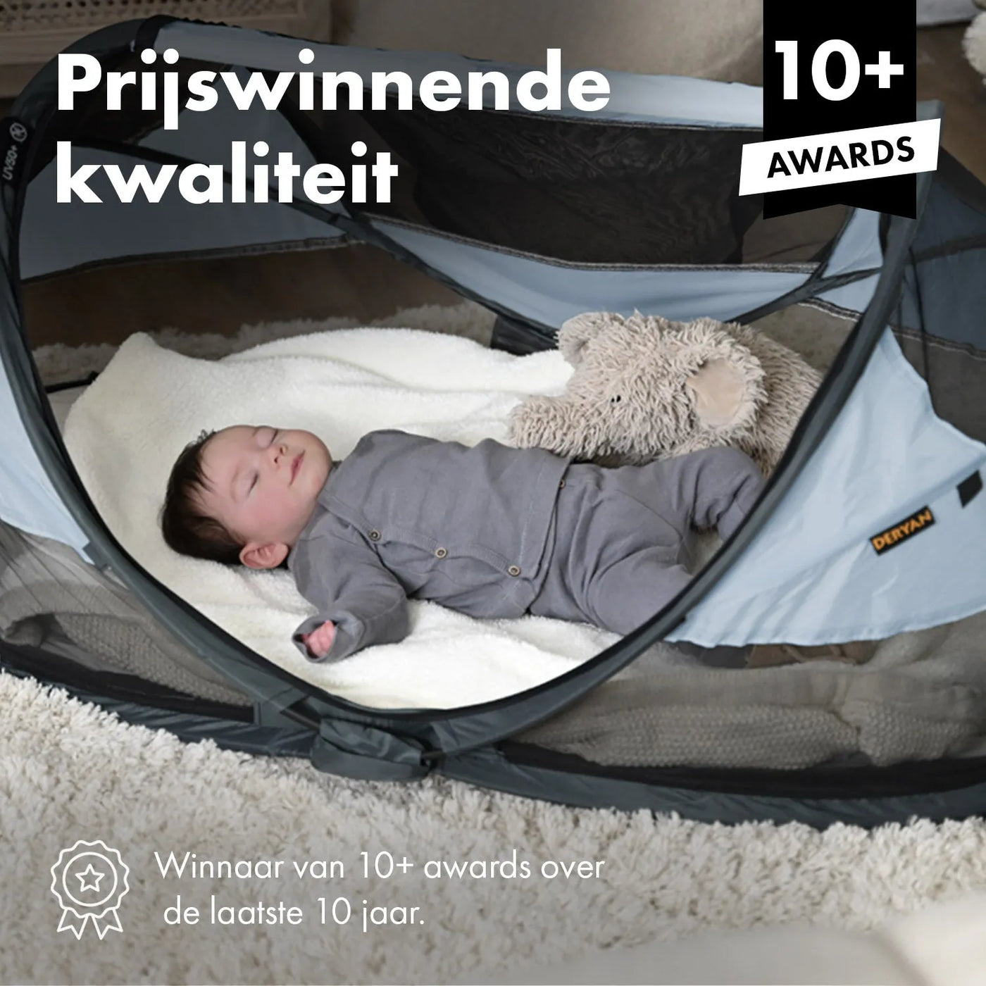 DERYAN Baby Luxe Campingbedje – Inclusief zelfopblaasbare matras - Sky Blue