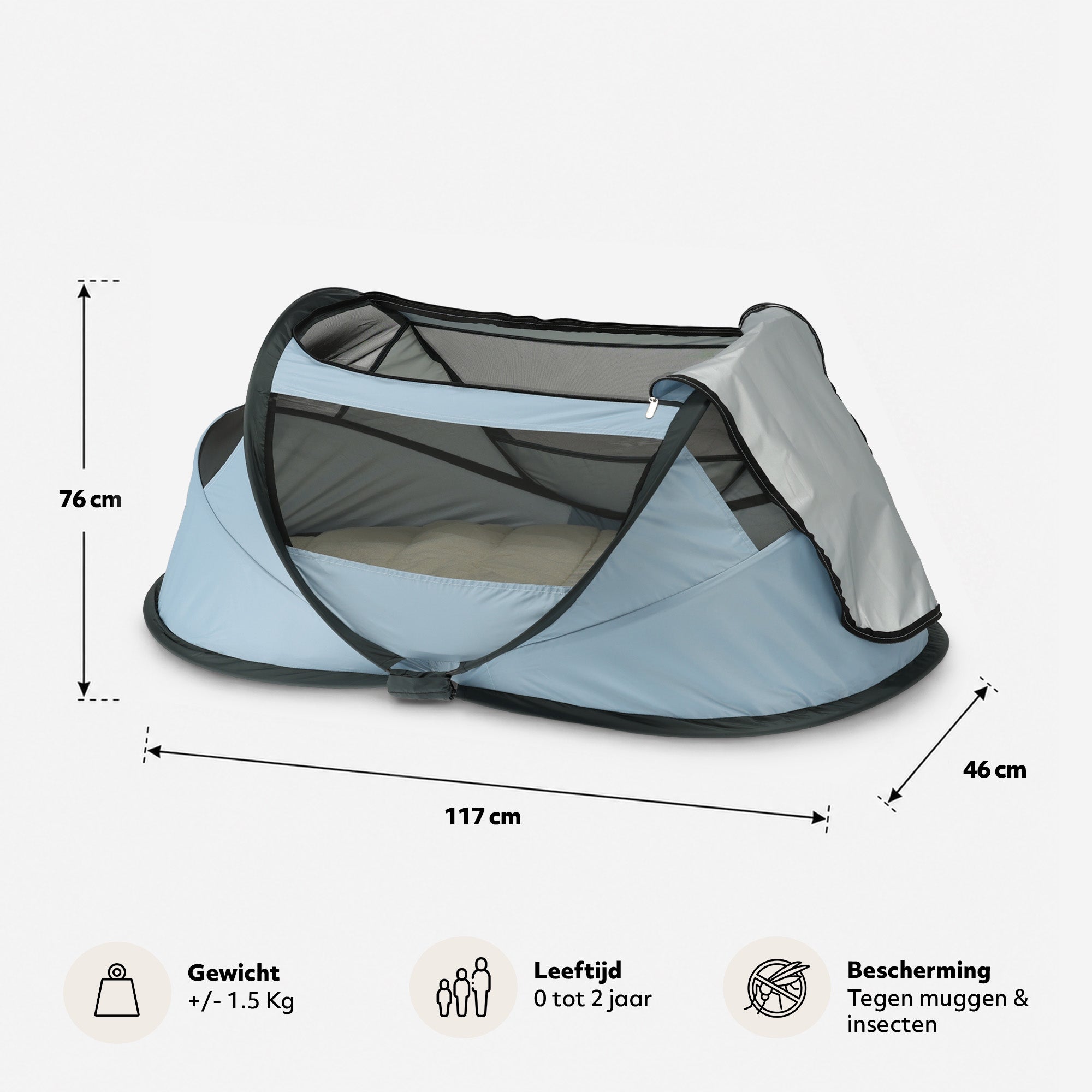 BabyBox baby tentje Campingbedje + matras - Sky Blue