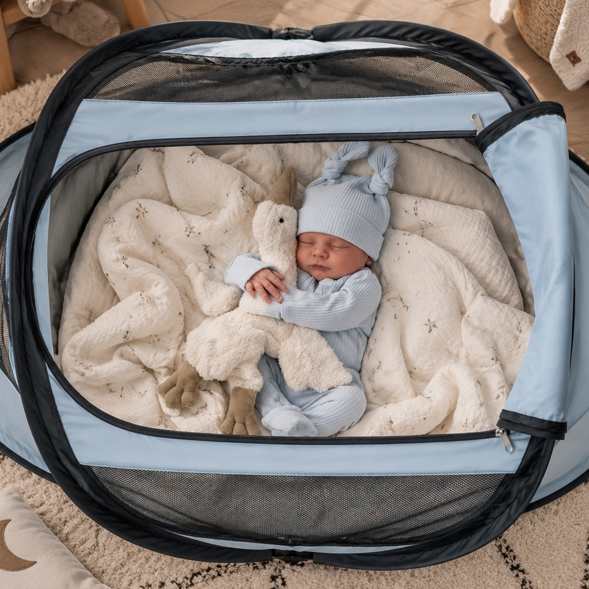 BabyBox baby tentje Campingbedje + matras - Sky Blue