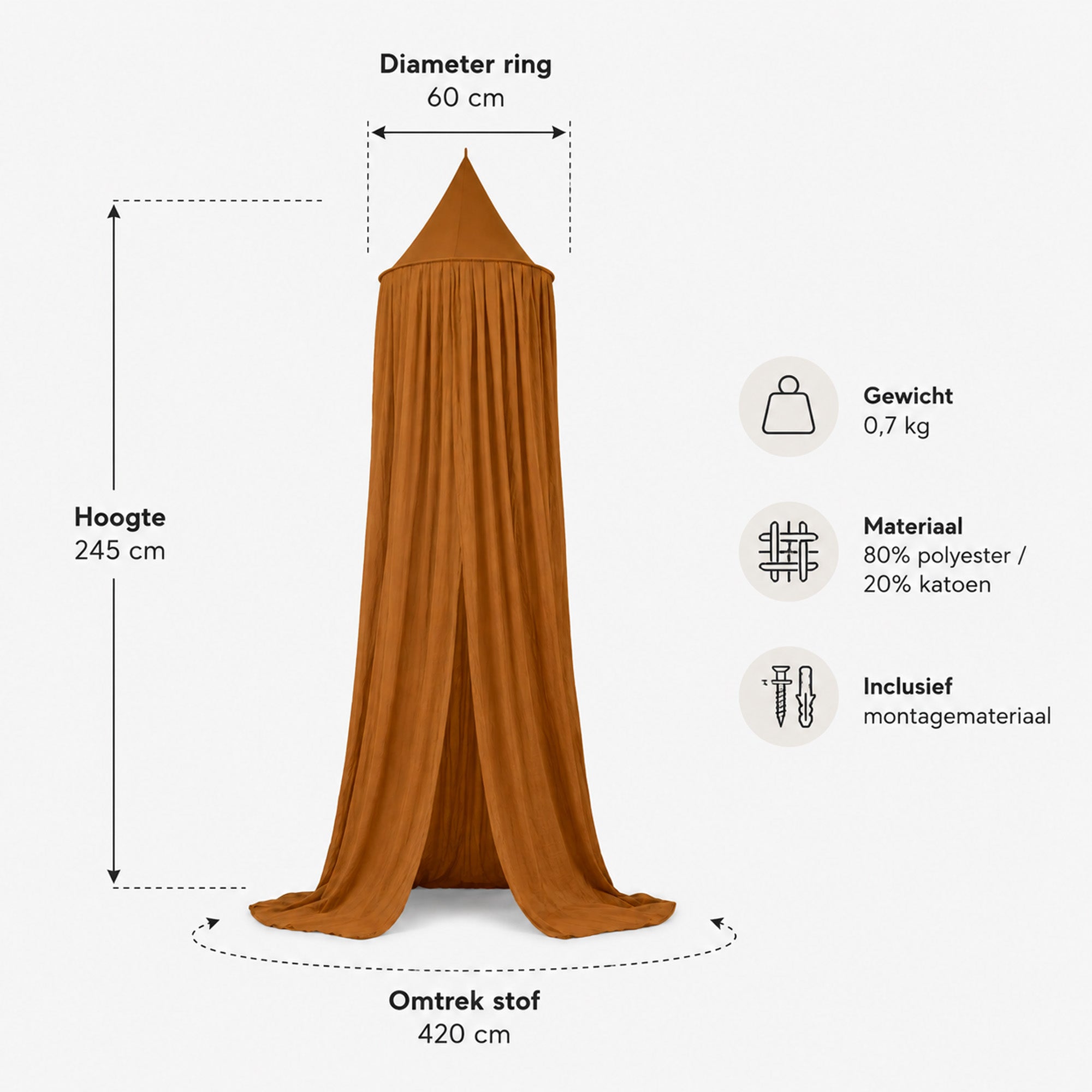 DERYAN Baby Klamboe Vintage 245cm - kinderklamboe - Hemeltje Caramel