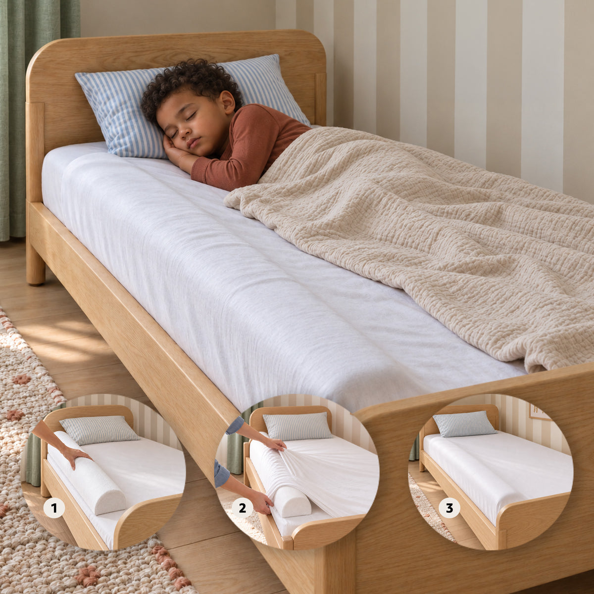 Deryan Luxe Bedhekje - Veiligheidsleuningen - bedrand - perfect voor 77 t/m 180 cm en Montessori-bedden
