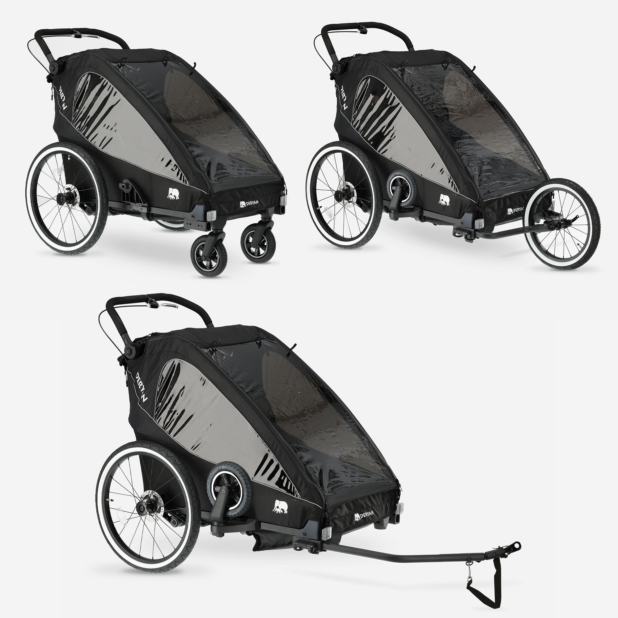 Luxe Fietskar V2 - Wandelwagen - Hardloopkinderwagen Zwart