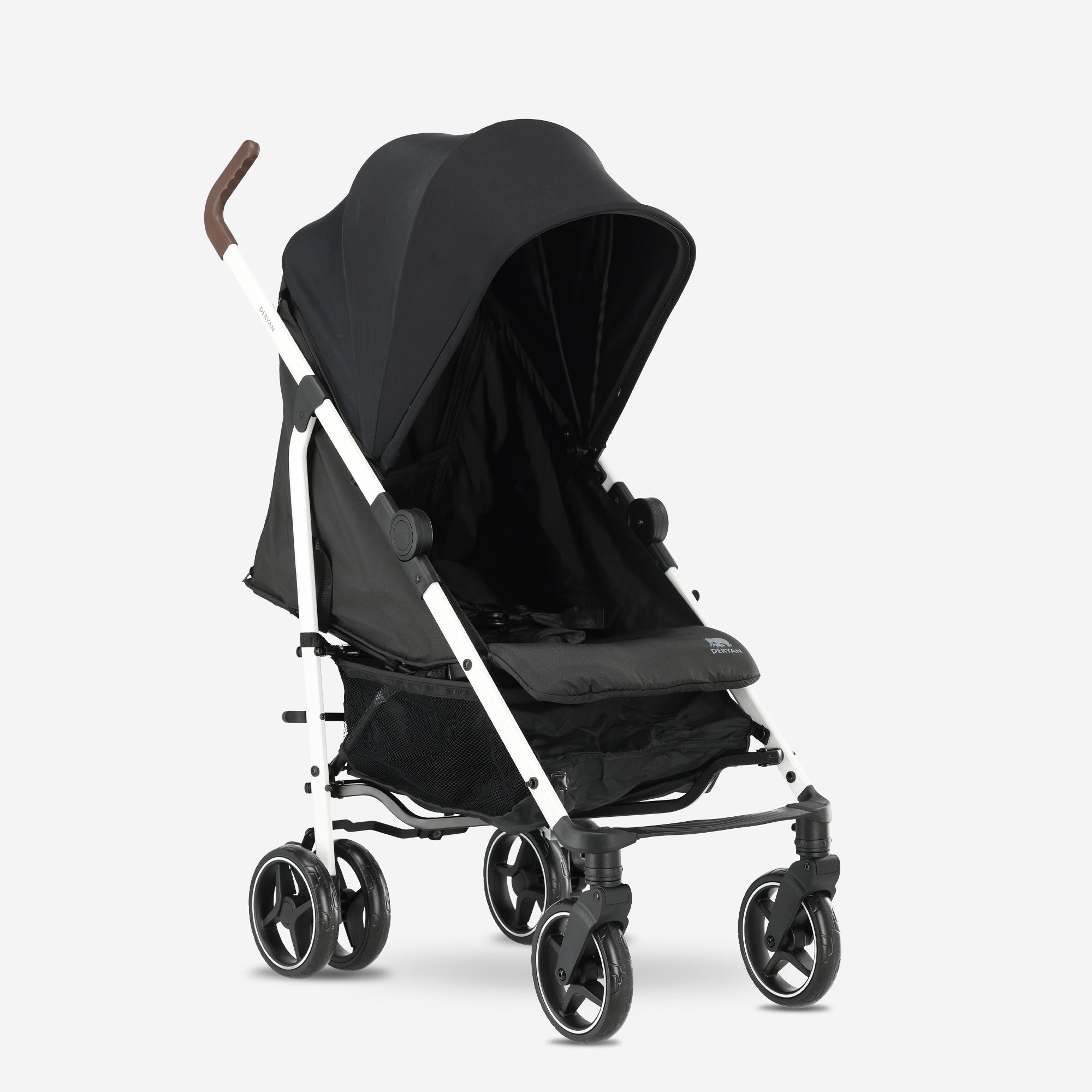 Deryan Bobbie Buggy - Paraplu Buggy - 5-Punts Gordel - Draagtas - Geschikt voor Kinderen tot 22 kg - Verstelbare rugleuning - Zwart  - Wit Frame