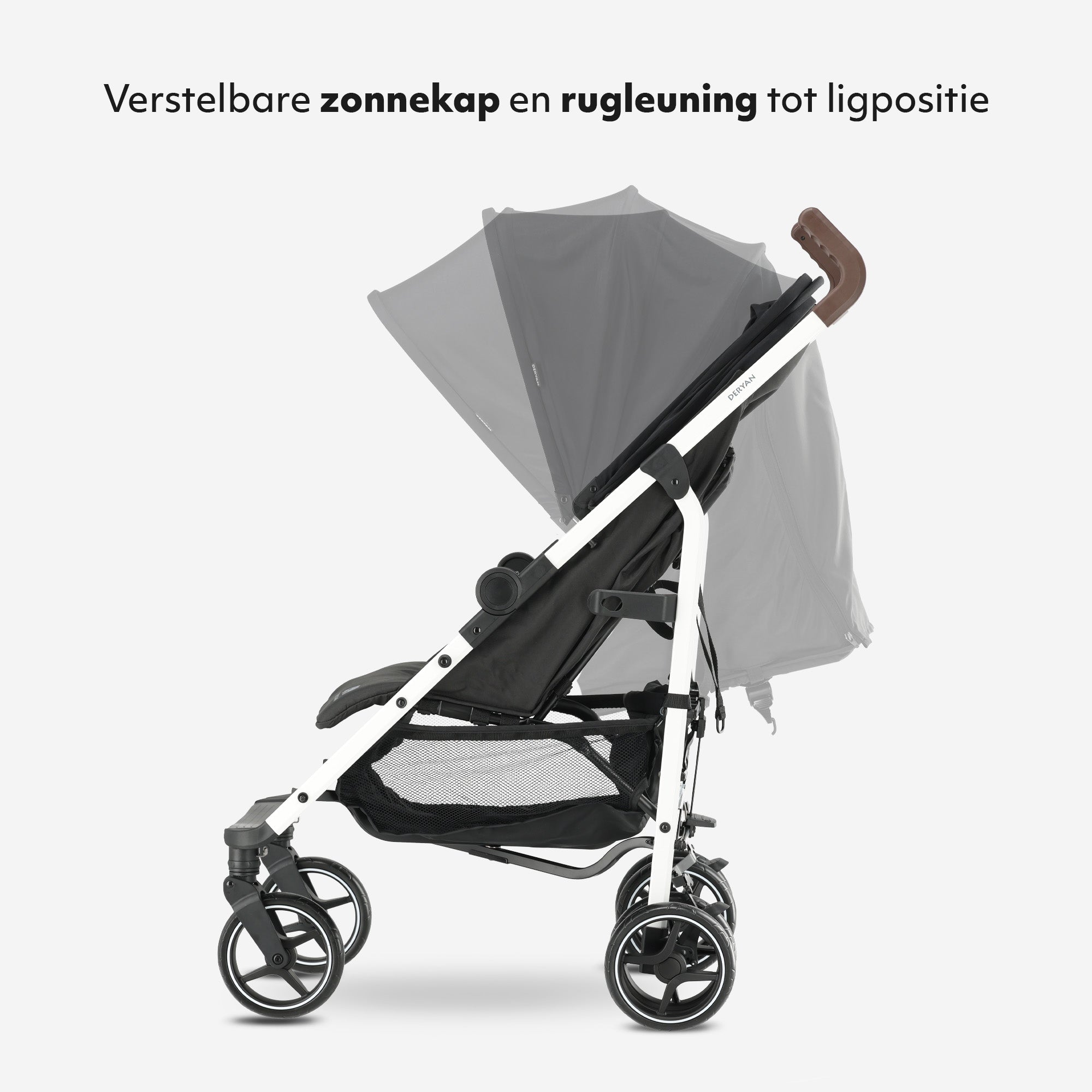Deryan Bobbie Buggy - Paraplu Buggy - 5-Punts Gordel - Draagtas - Geschikt voor Kinderen tot 22 kg - Verstelbare rugleuning - Zwart  - Wit Frame