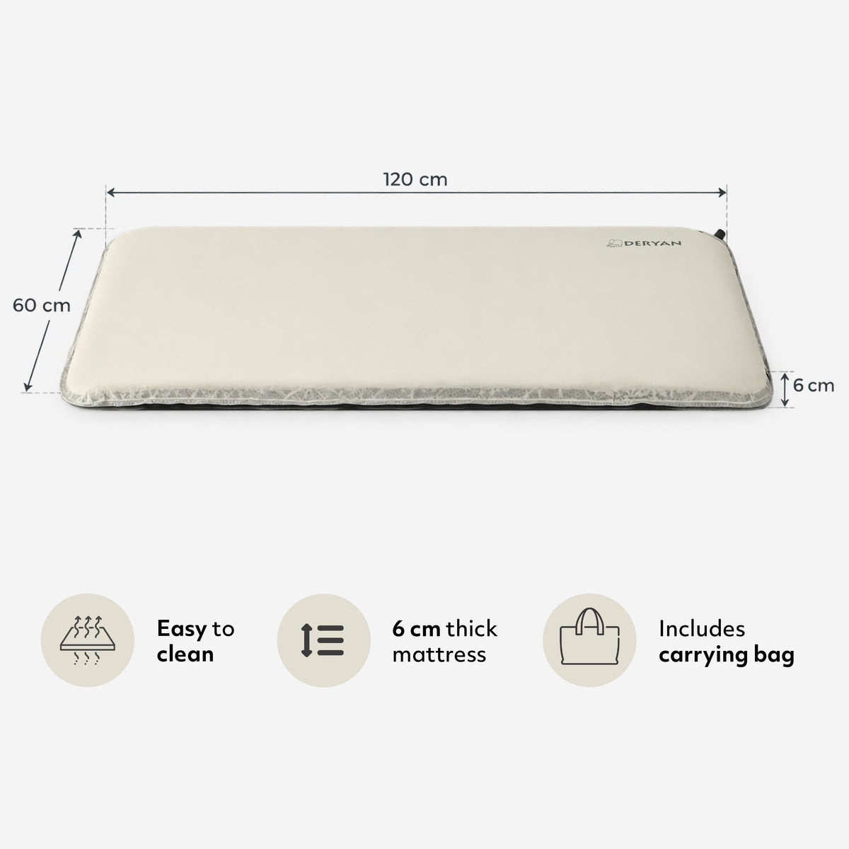 Zelfopblaasbaar Campingbed matras - Cream - 120x60 cm