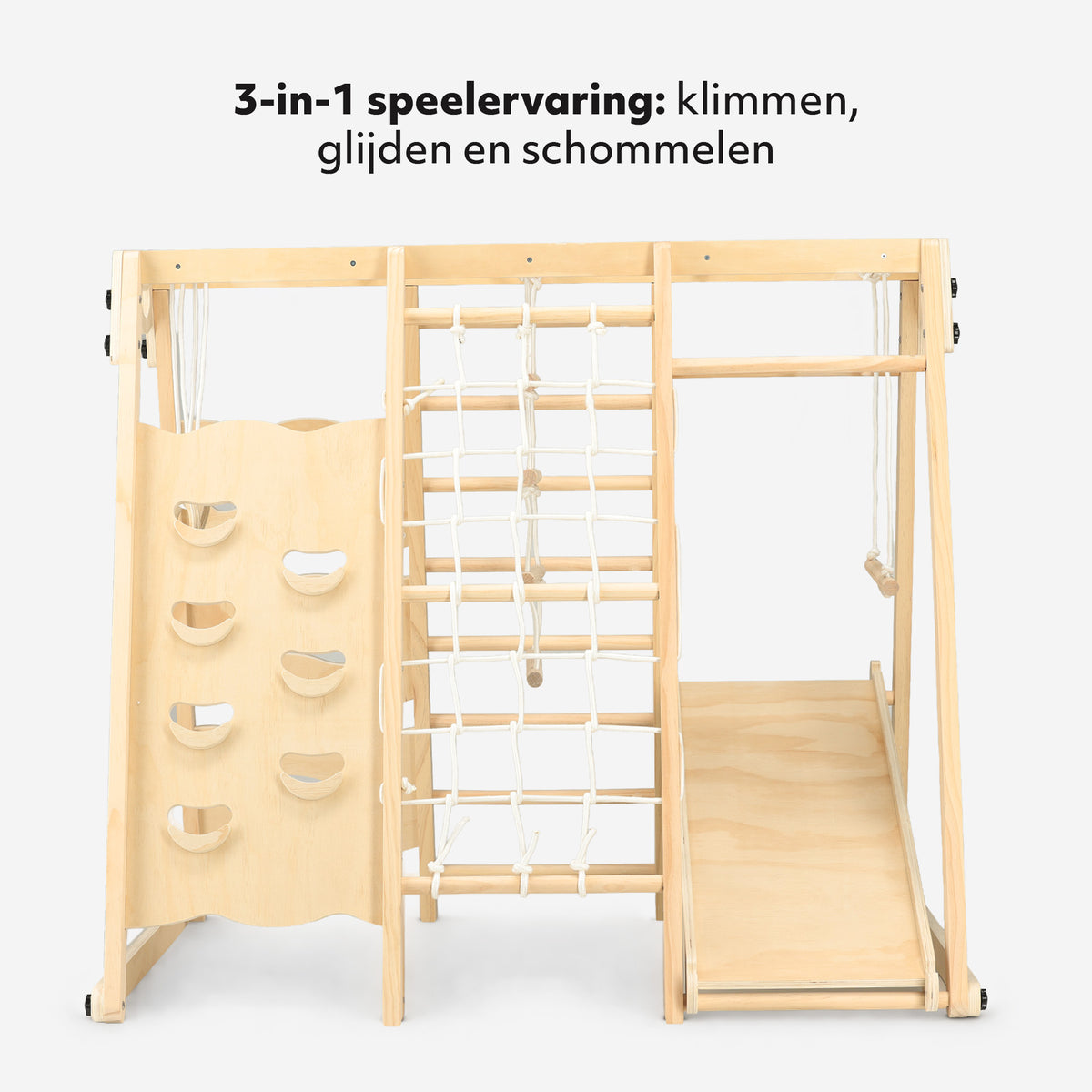 Luxe XXL Klimrek Large met klimwand, klimnet, ringen en glijbaan