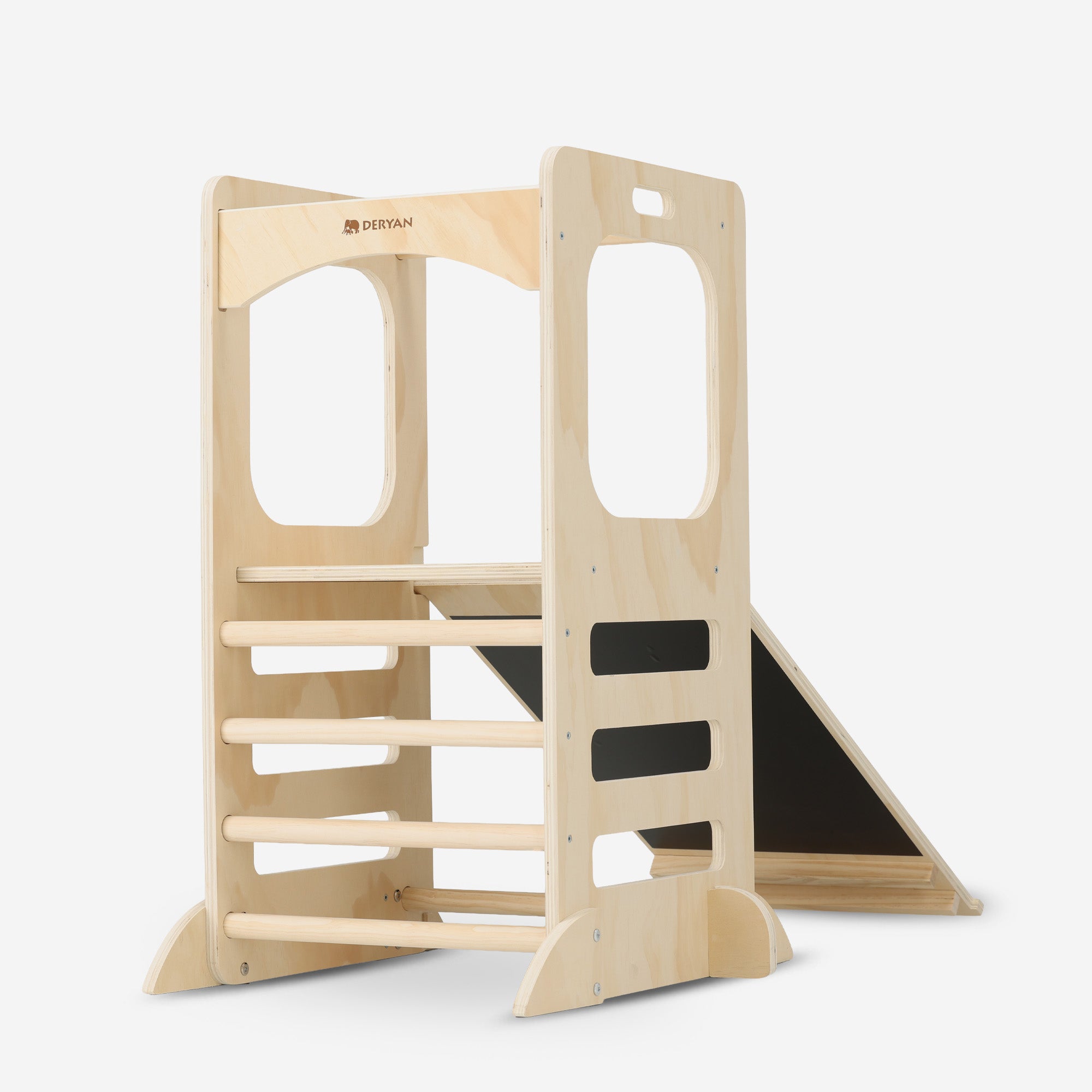 Luxe 4-in-1 Leertoren - Klimtoren met Glijbaan en Krijtbord