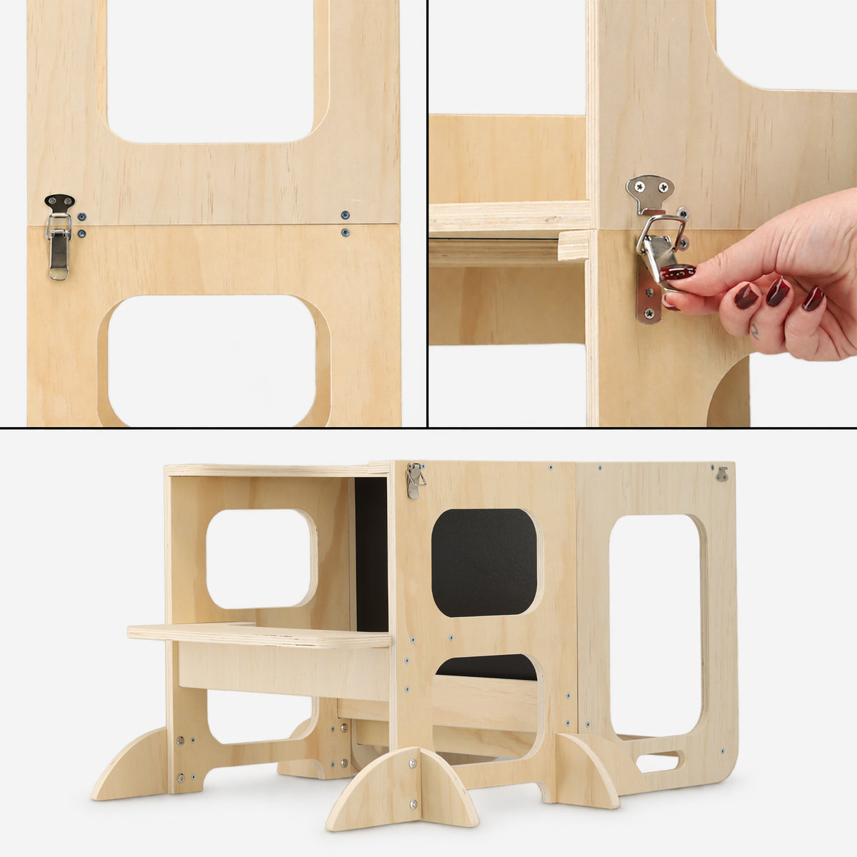 Luxe Houten Leertoren 4-in-1 met Tekenbord en Speeltafel