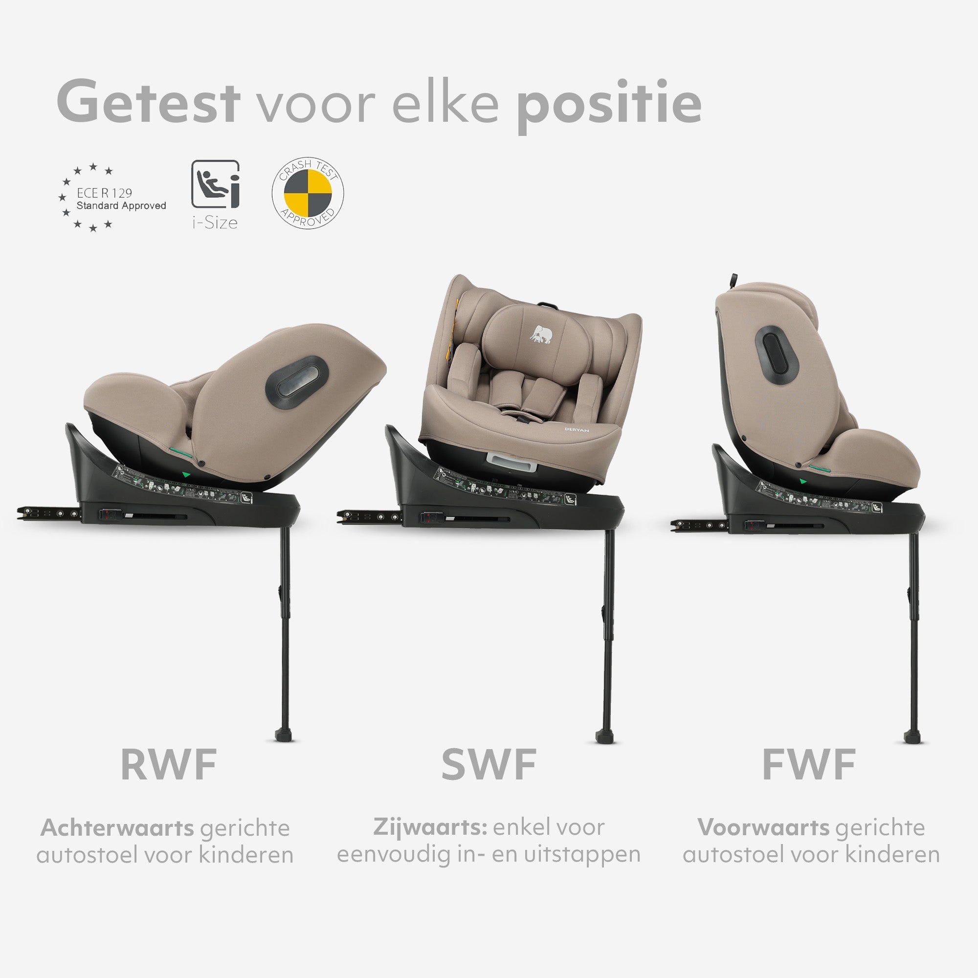 Carly Luxe i-Size Autostoel - 0-36kg - Isofix + steunpoot - 360 draaibaar - Nougat