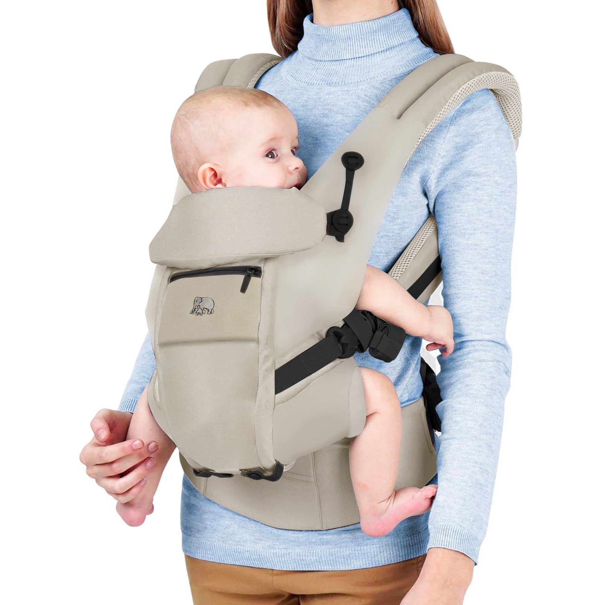 Porte-Bébé Ergonomique Deryan - Porte-Bébé 4 en 1 - Crème