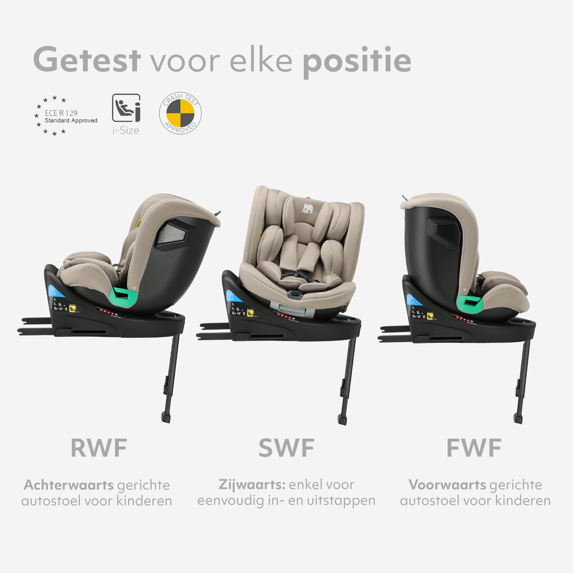 Chase Luxe i-Size Autostoel - 0-36kg - Isofix steunpoot - 360 draaibaar - Nougat