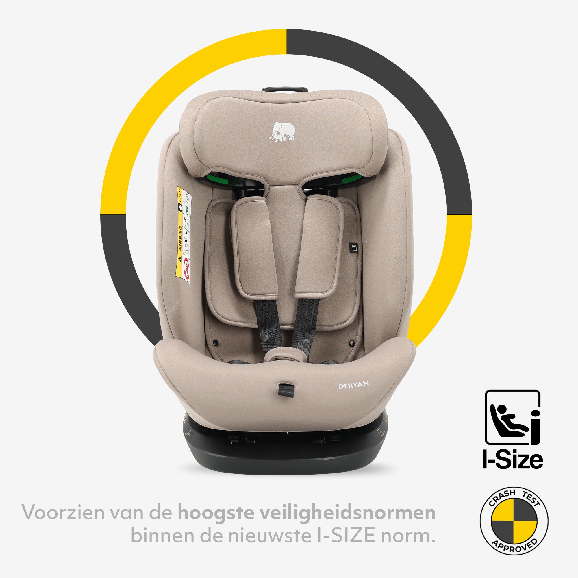 Clyde I-Size Autostoel - Geschikt vanaf 40 tot 150 cm - Groep 0/1/2/3 - Te bevestigen met gordel - Nougat