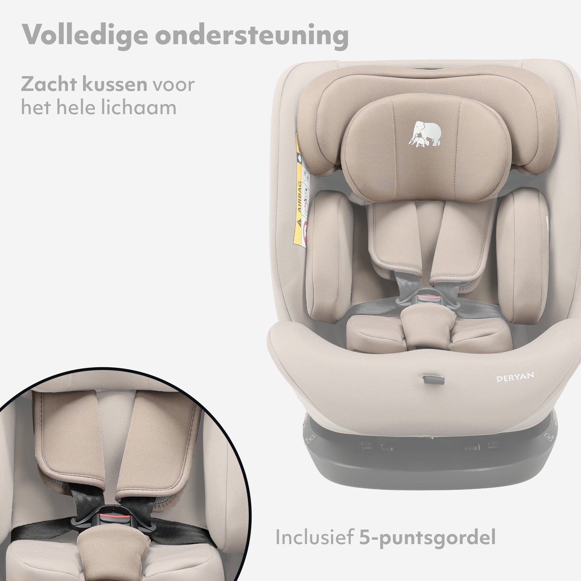 Clyde I-Size Autostoel - Geschikt vanaf 40 tot 150 cm - Groep 0/1/2/3 - Te bevestigen met gordel - Nougat