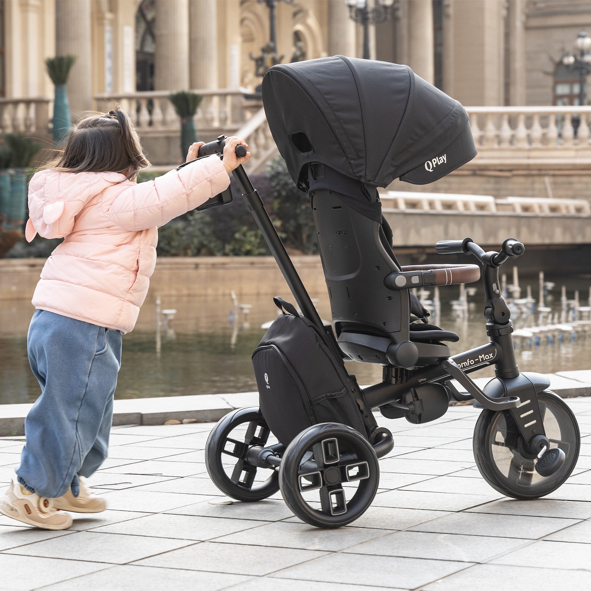Qplay Comfo Max Driewieler met Duwstang - 7-in-1 Peuterfiets - Groen