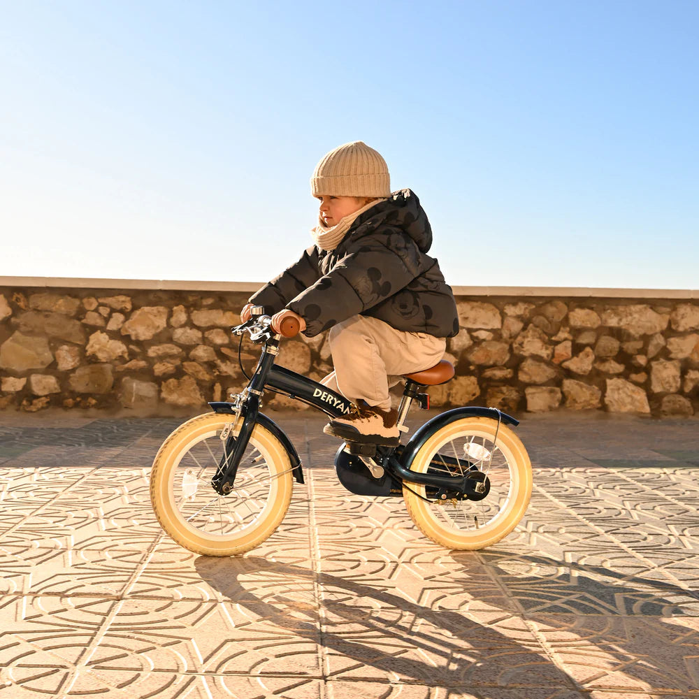 Deryan Luxe Kinderfiets 12 inch - 3 in 1 - loopfiets Blauw