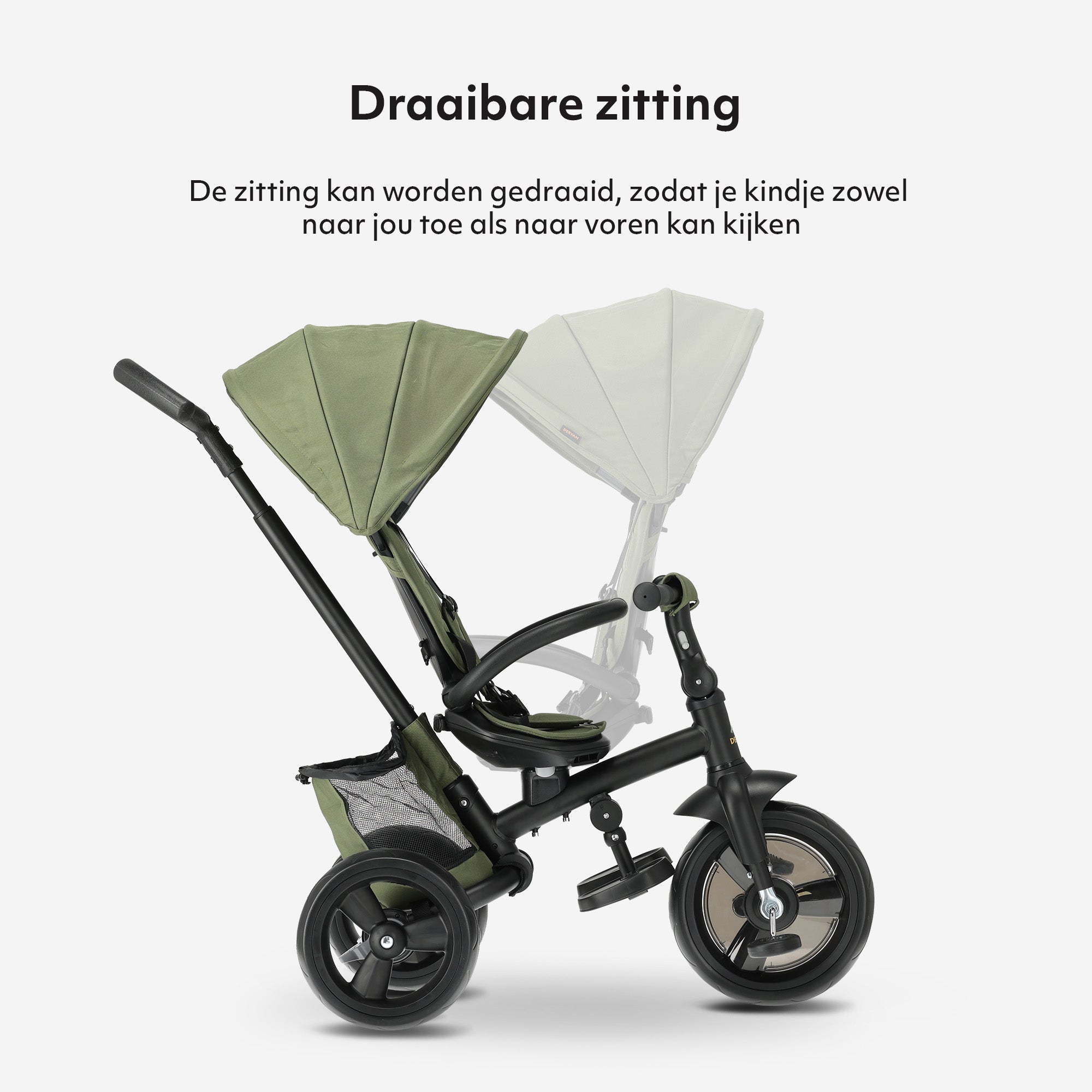 Explorer Luxe Driewieler met duwstang - Opvouwbaar met mandje groen