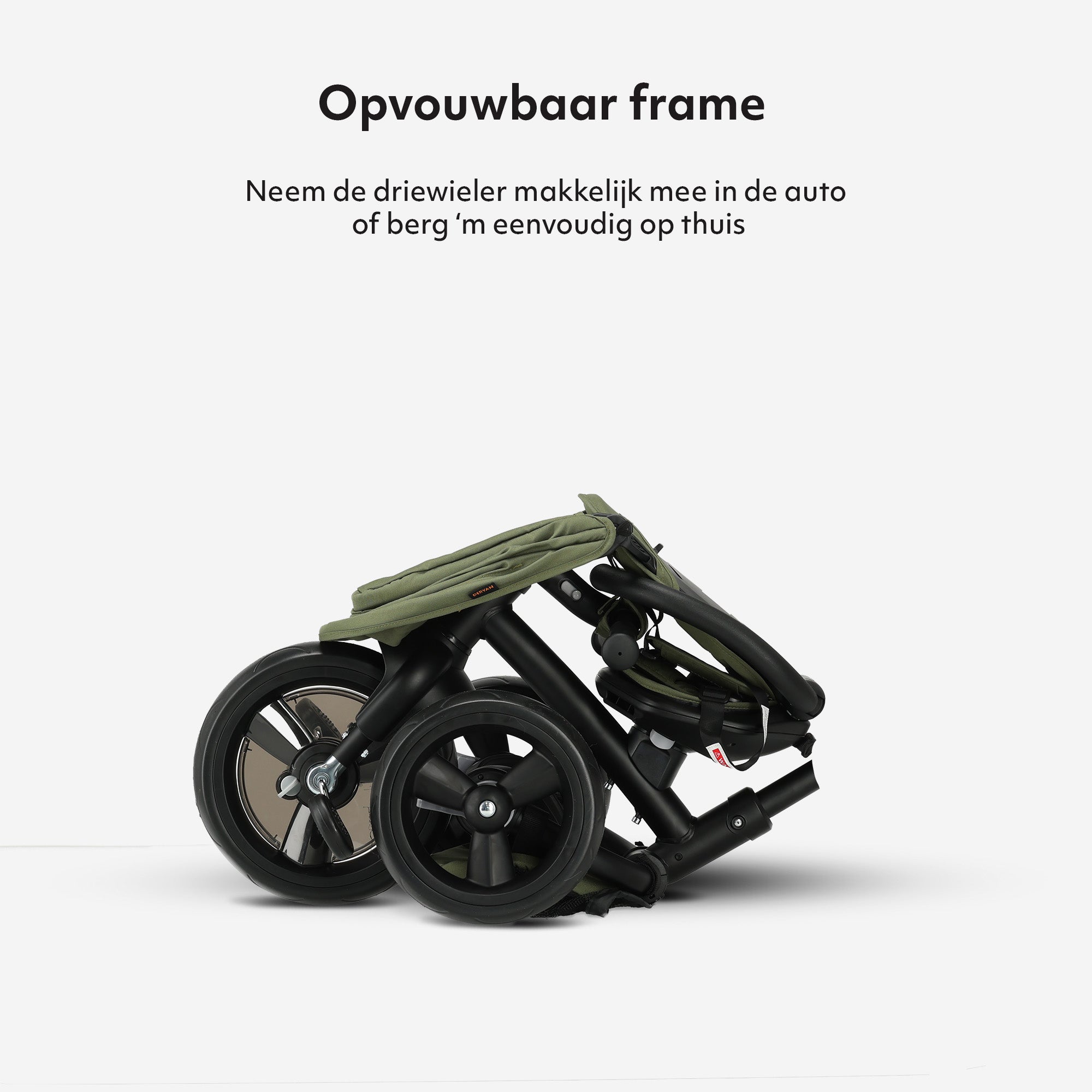Explorer Luxe Driewieler met duwstang - Opvouwbaar met mandje groen