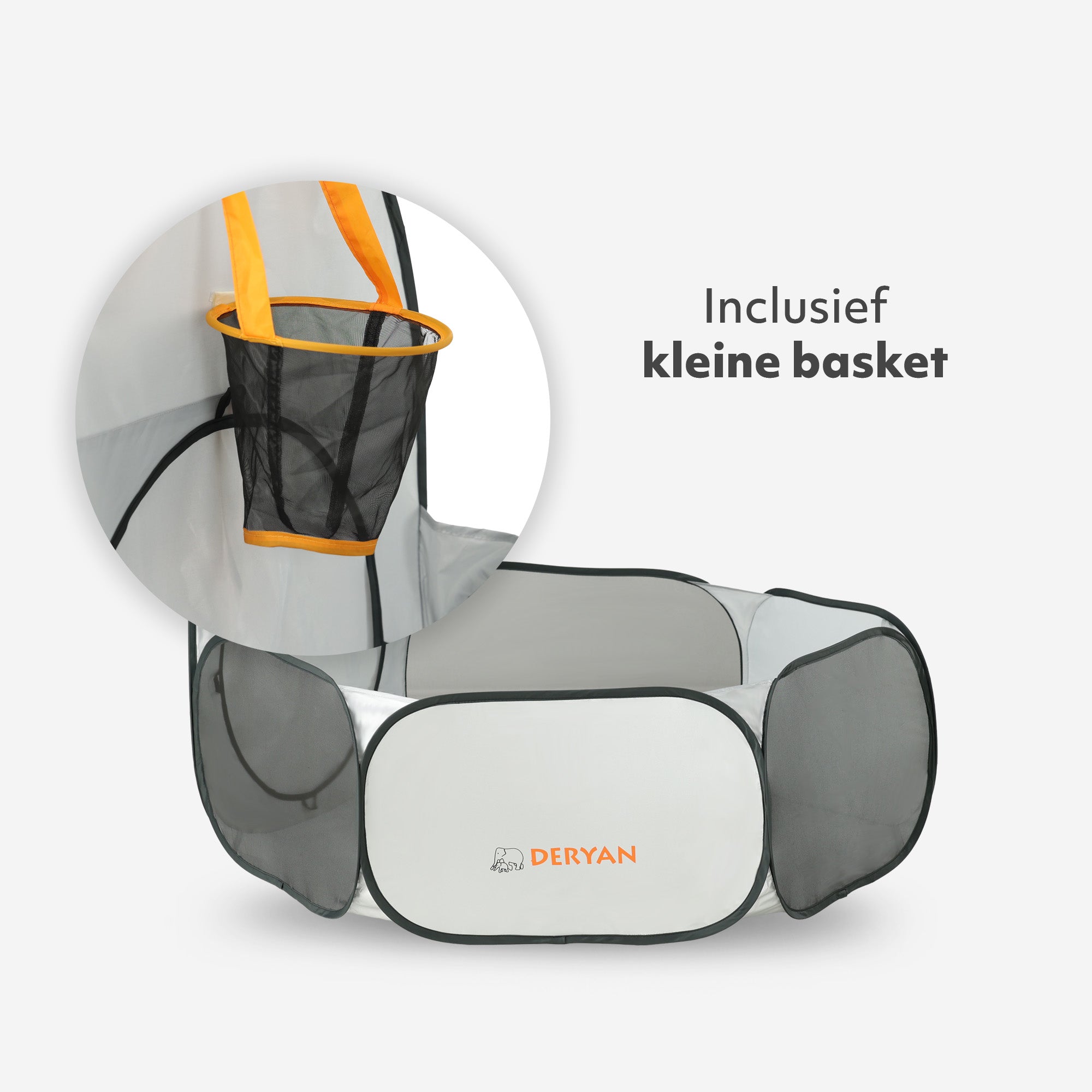 Deryan Luxuriöses Pop Up Kinderzelt - Spielzelt für Kinder - Basketball Ball Pit mit 45 Bällen - Silber