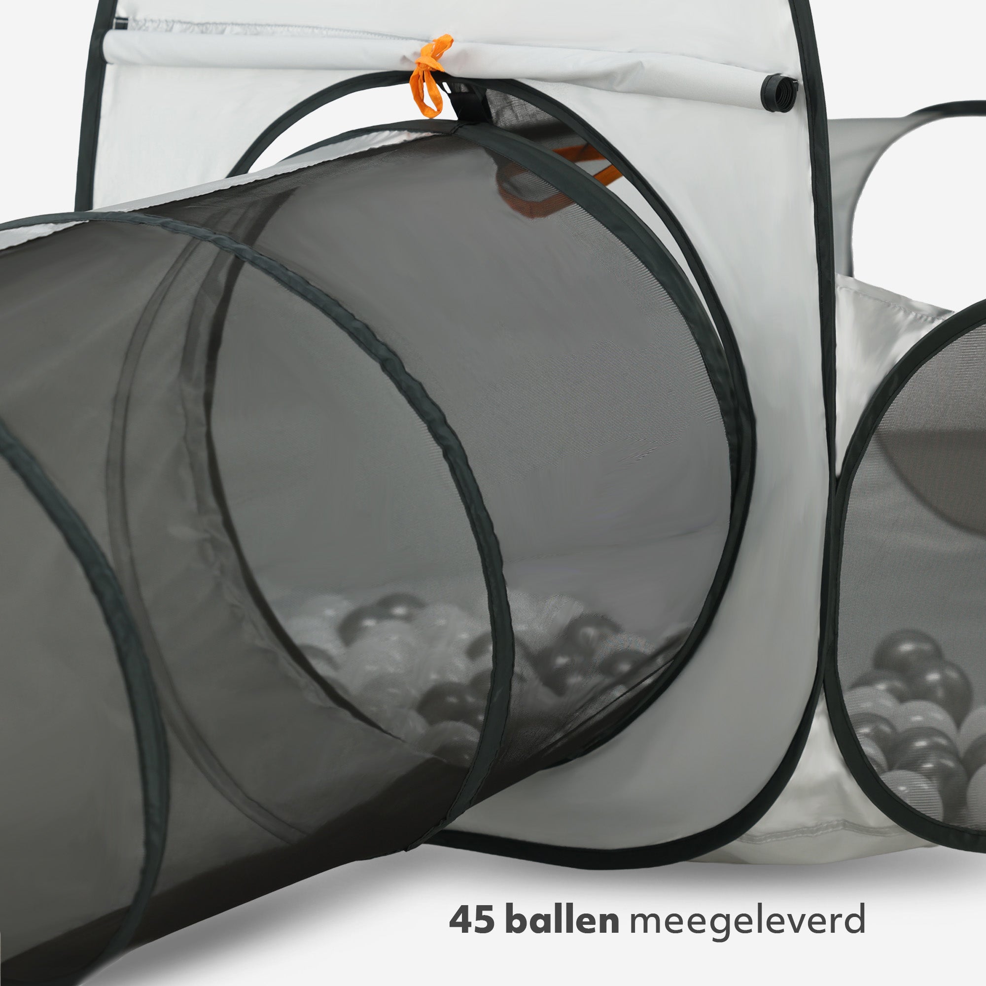 Deryan Luxuriöses Pop Up Kinderzelt - Spielzelt für Kinder - Basketball Ball Pit mit 45 Bällen - Silber