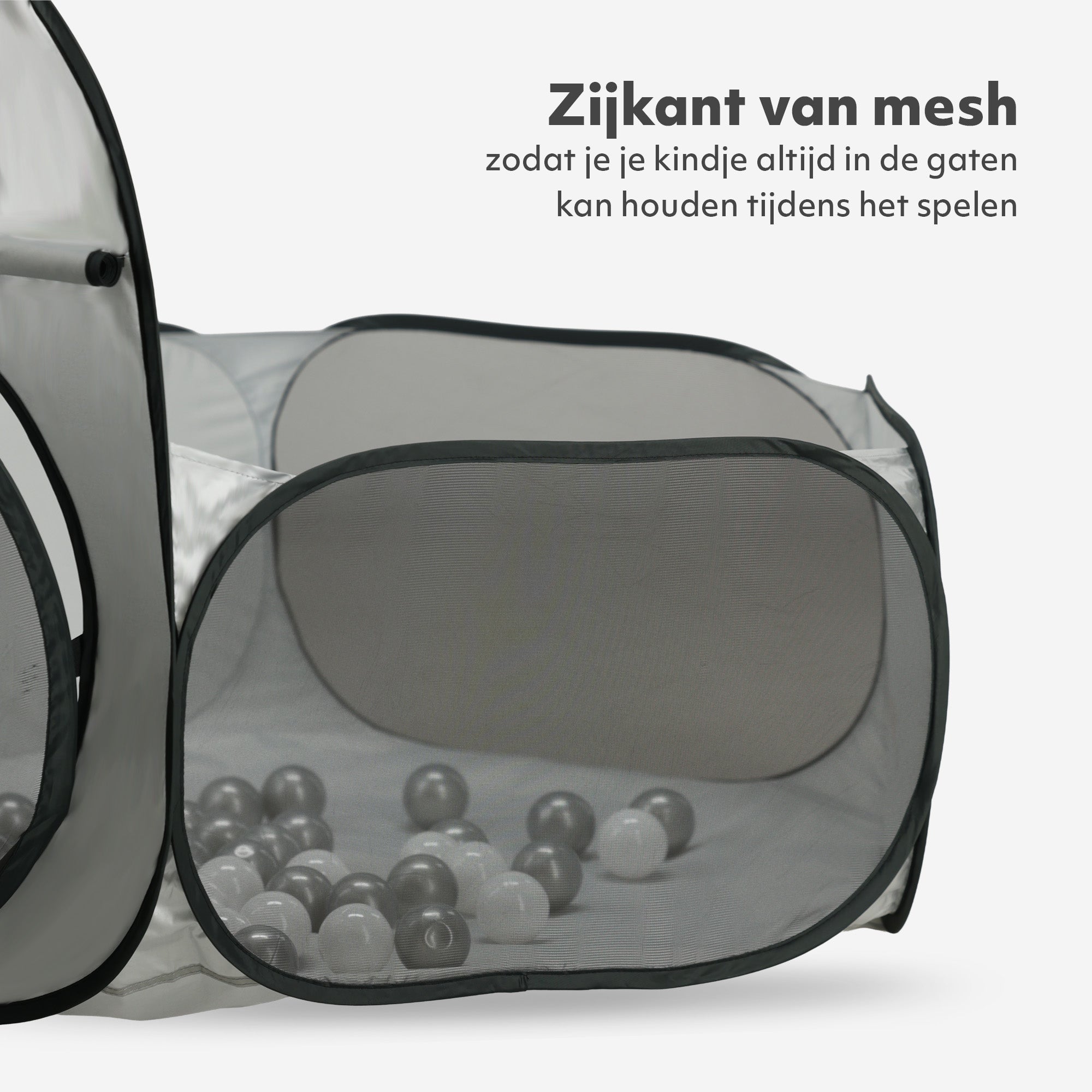 Deryan Luxuriöses Pop Up Kinderzelt - Spielzelt für Kinder - Basketball Ball Pit mit 45 Bällen - Silber