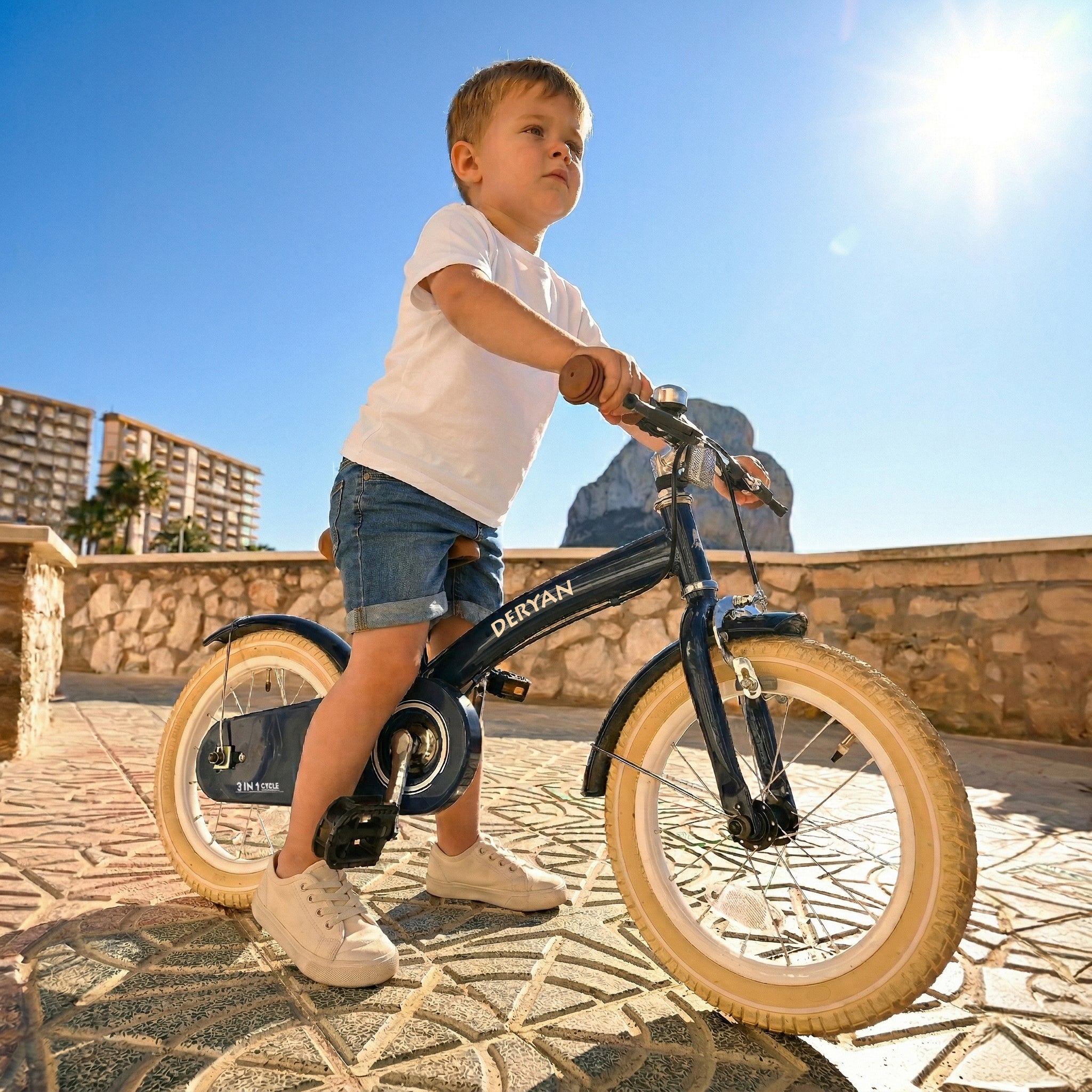 Vélo pour enfant Deryan 12 pouces - 3 en 1 - vélo sans pédales Bleu