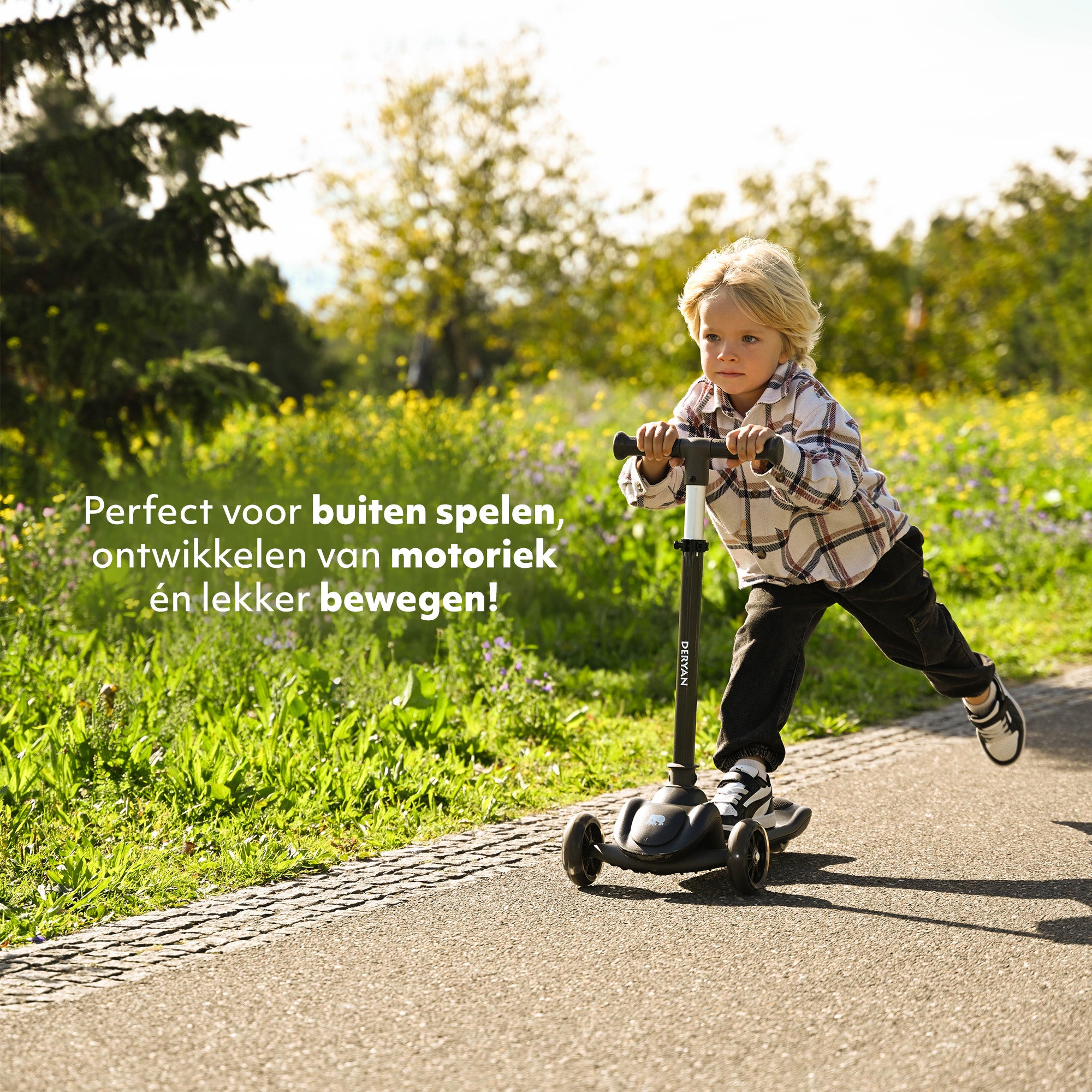 Harvey Kinderstep step 3 wielen - leeftijdsgroep 3+ - max 50kg - LED verlichting in de wielen - hoogte verstelbaar 65-70-75-80 cm - Zwart  4.6