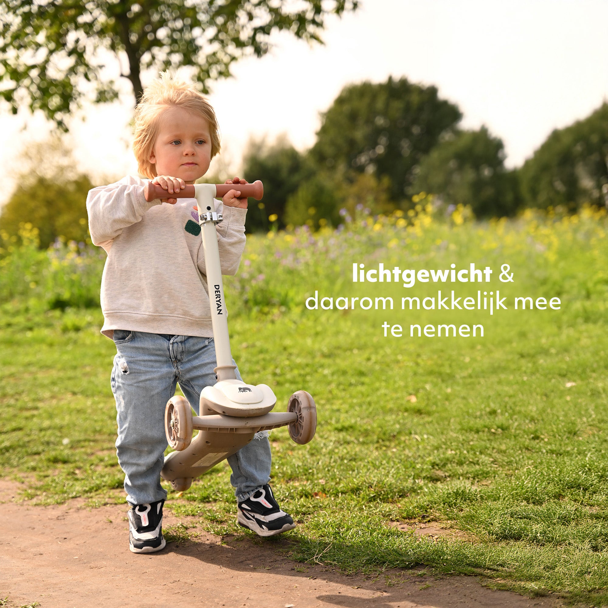 Harvey Kinderstep step 3 wielen - leeftijdsgroep 3+ - max 50kg - LED verlichting in de wielen - hoogte verstelbaar 65-70-75-80 cm - Grijs