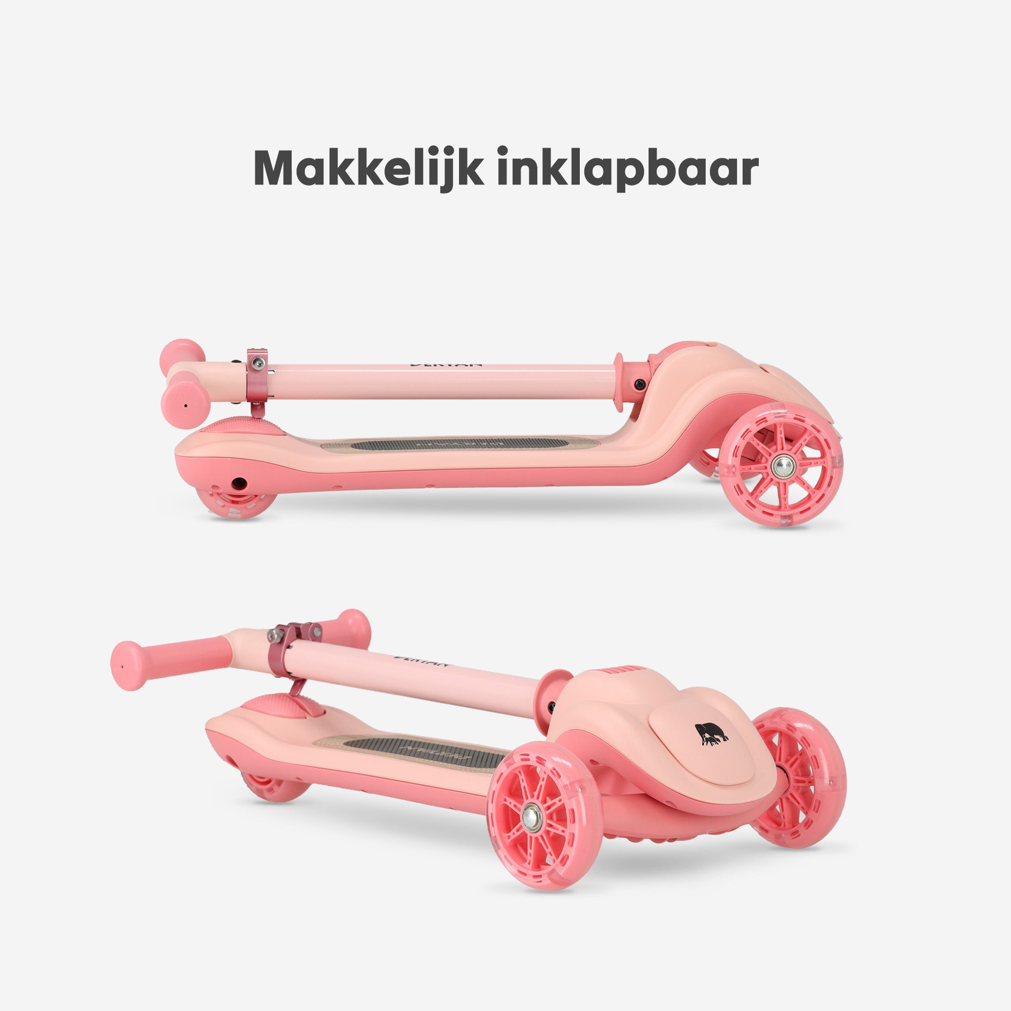 Harvey Kinderstep step 3 wielen - leeftijdsgroep 3+ - max 50kg - LED verlichting in de wielen - hoogte verstelbaar 65-70-75-80 cm - Roze