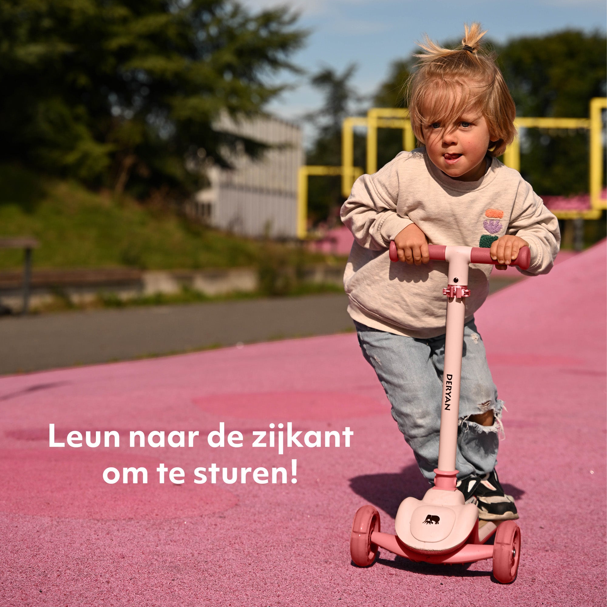 Harvey Kinderstep step 3 wielen - leeftijdsgroep 3+ - max 50kg - LED verlichting in de wielen - hoogte verstelbaar 65-70-75-80 cm - Roze