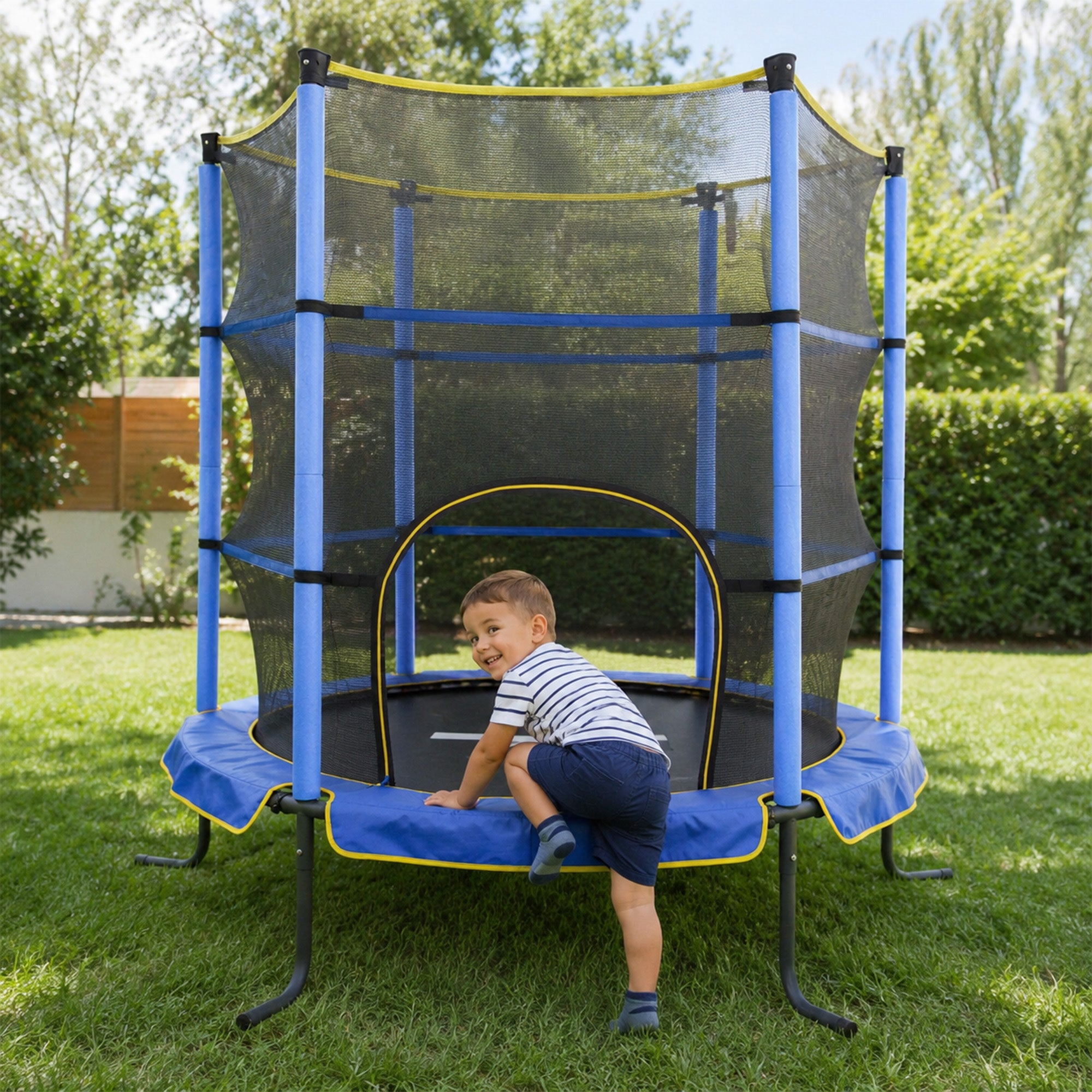 Mooiys Indoor Kindertrampoline 140cm - Met Veiligheidsnet - Blauw