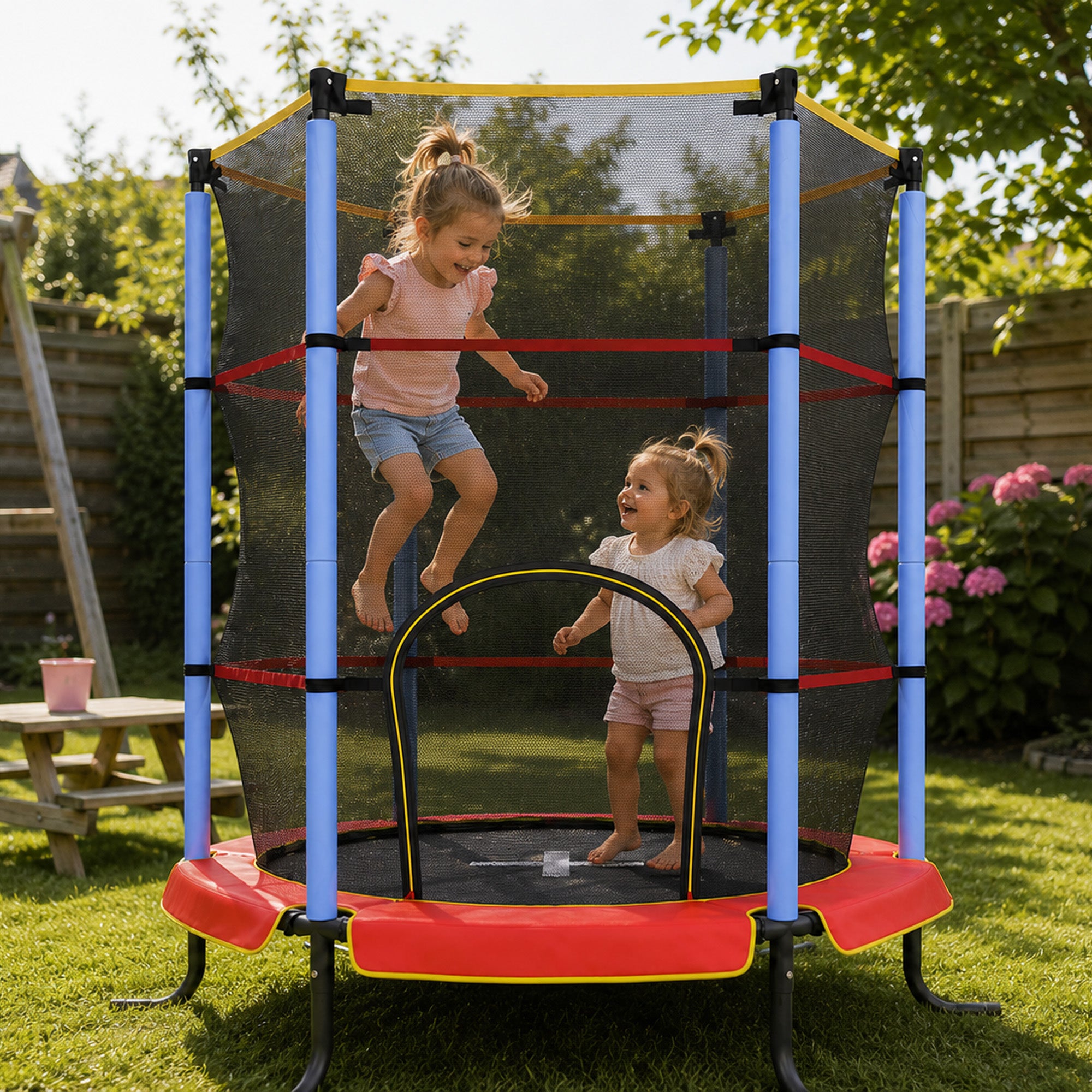 Mooiys Indoor Kindertrampoline 140cm - Met Veiligheidsnet - Rood