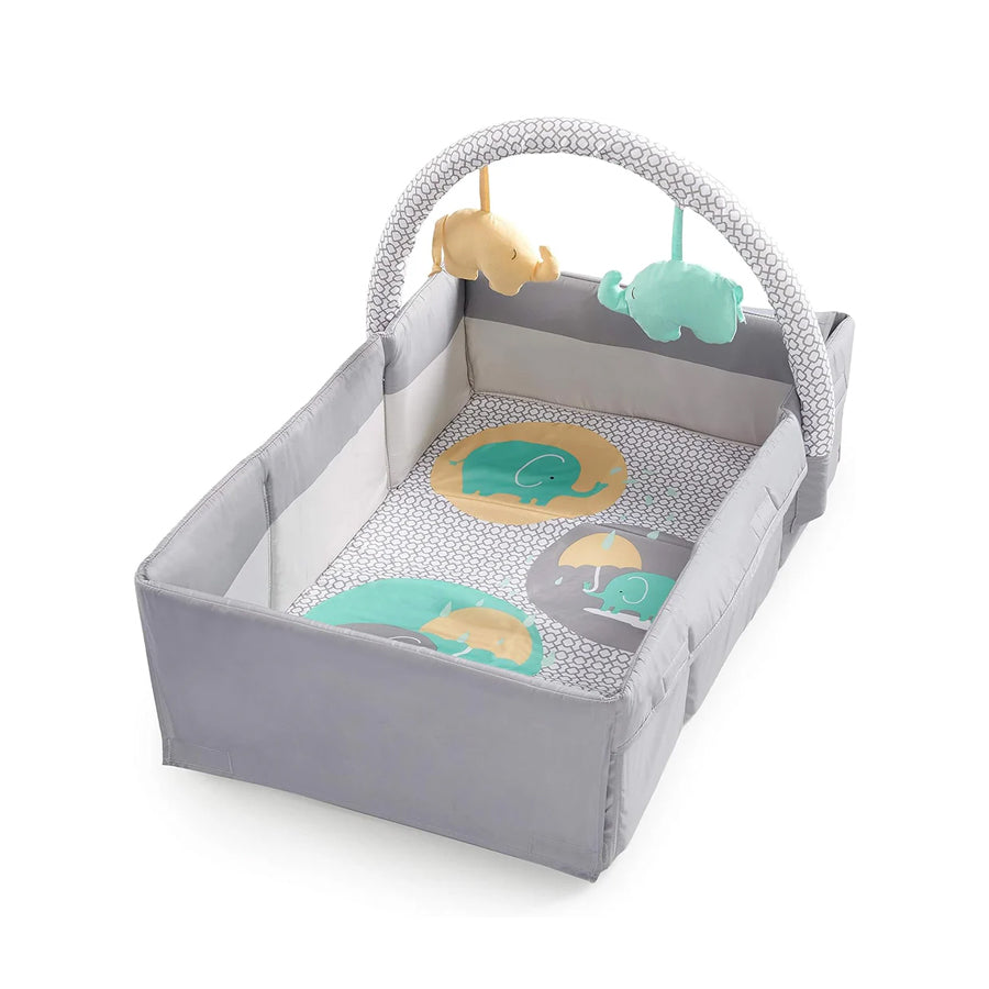 Ingenuity 3in1 Baby Gym - Playing Gym - Playmat - Foldable Travel Cot Grey