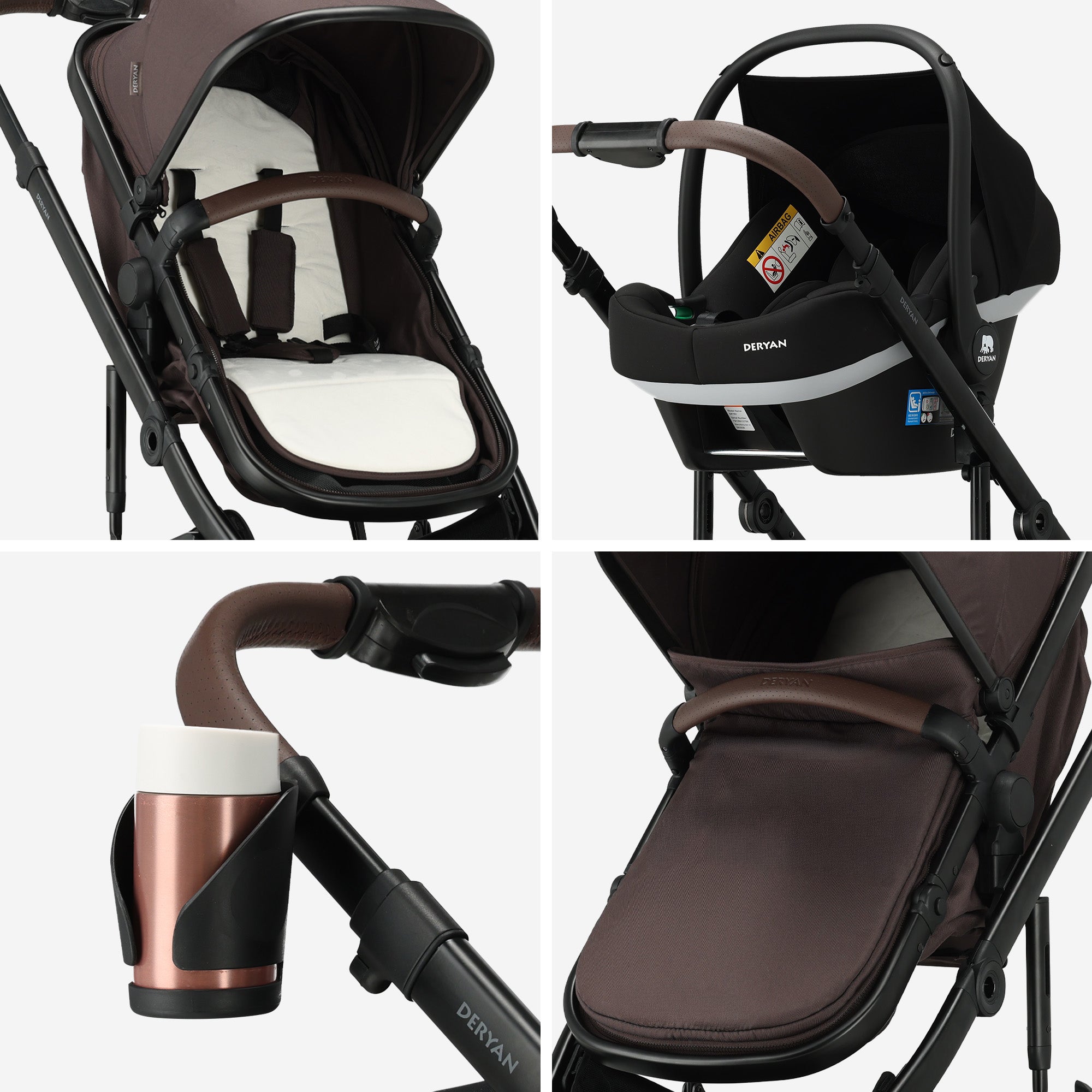 Noa 3-in-1 Kinderwagen Chocolate Brown